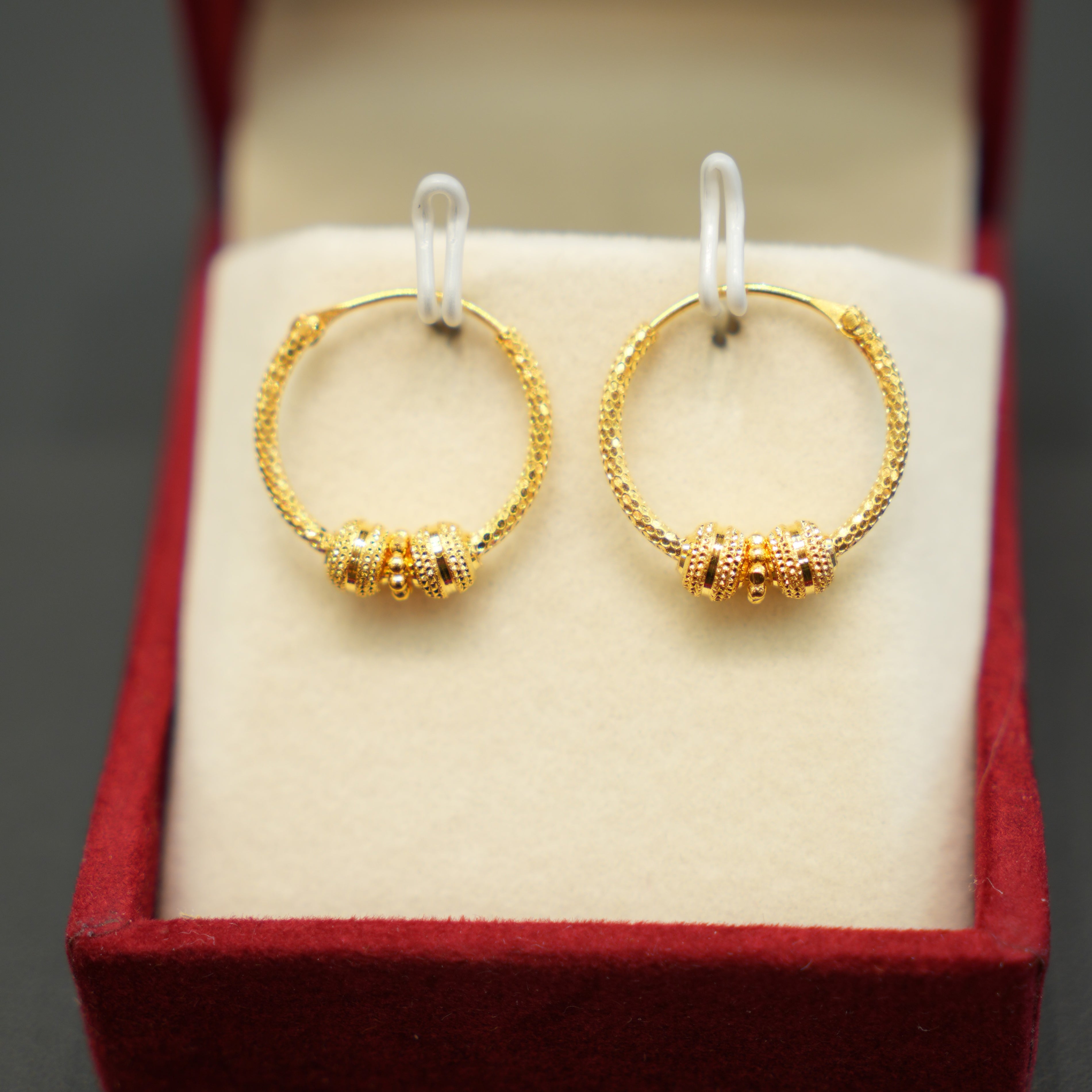 22K Gold Ladies Hoop Earrings