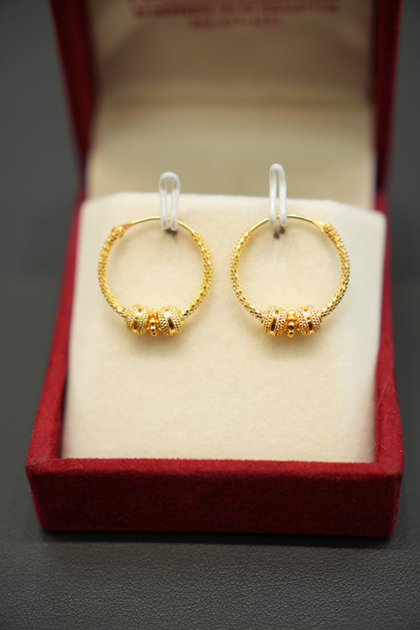 22K Gold Ladies Hoop Earrings