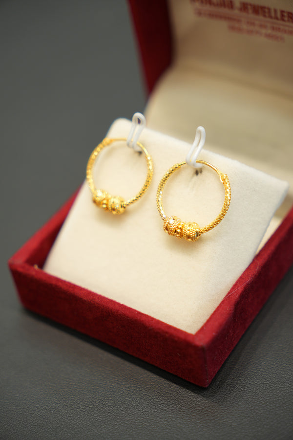 22K Gold Ladies Hoop Earrings