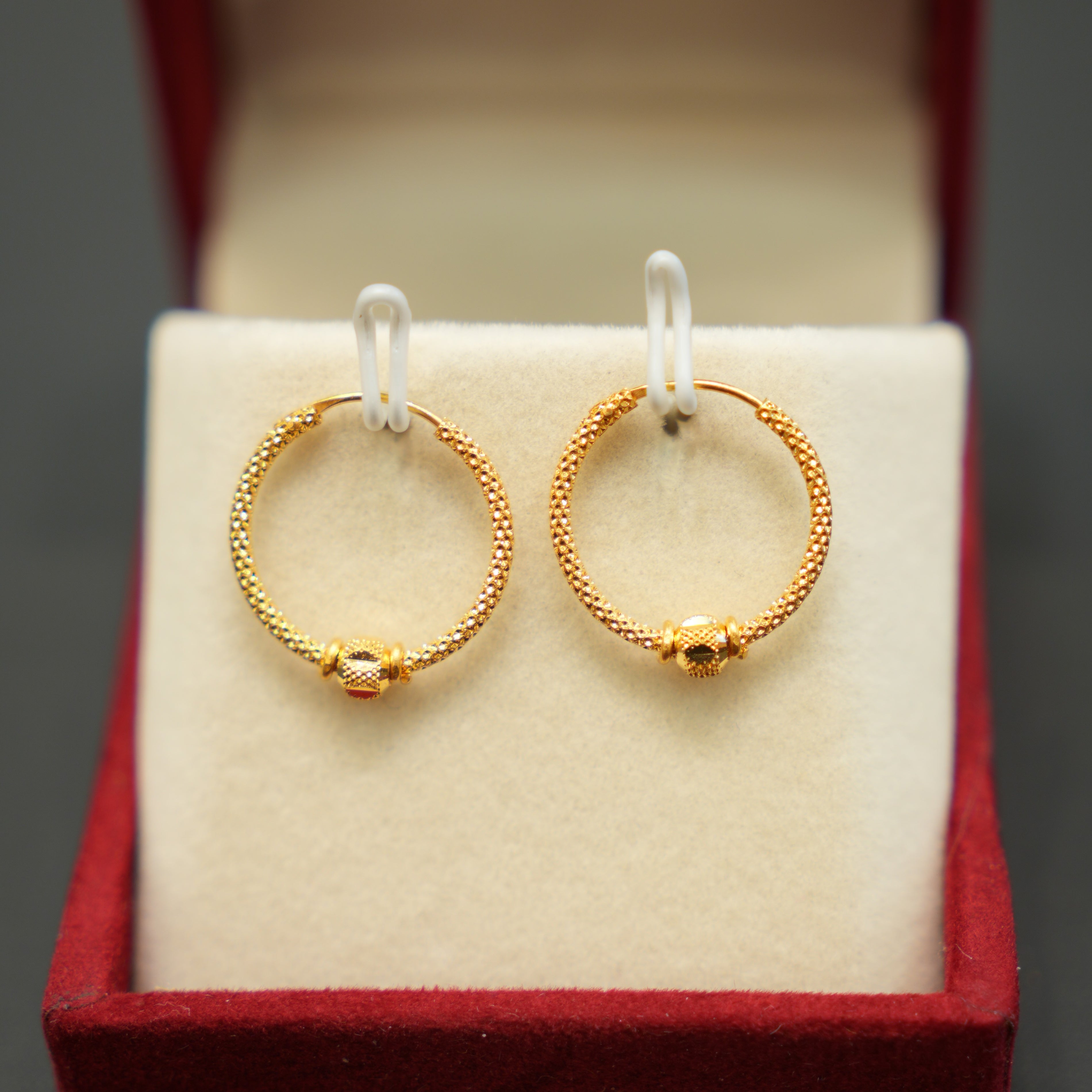 22K Gold Ladies Hoop Earrings