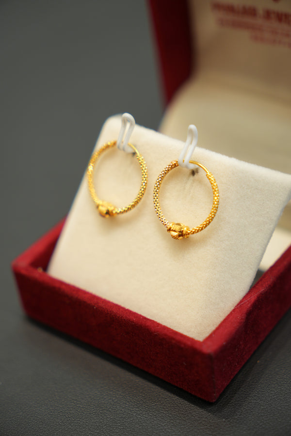 22K Gold Ladies Hoop Earrings