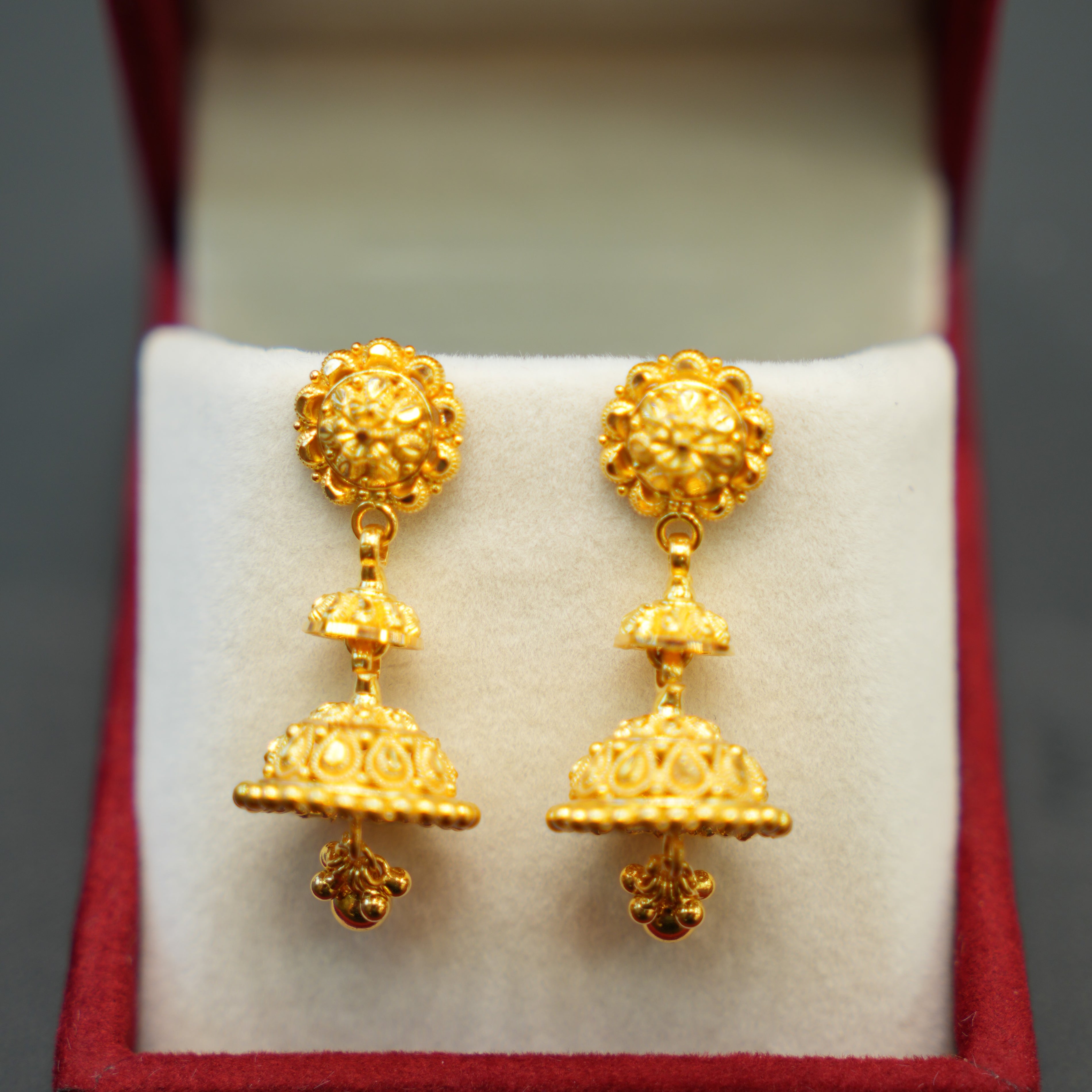 22K Gold Minimal Ladies Earrings