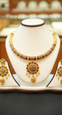 22K Gold Designer Meena Necklace Set