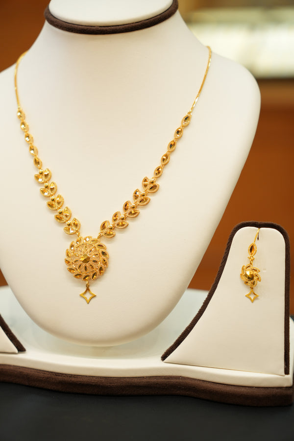 22K Gold Designer Ladies Necklace Set