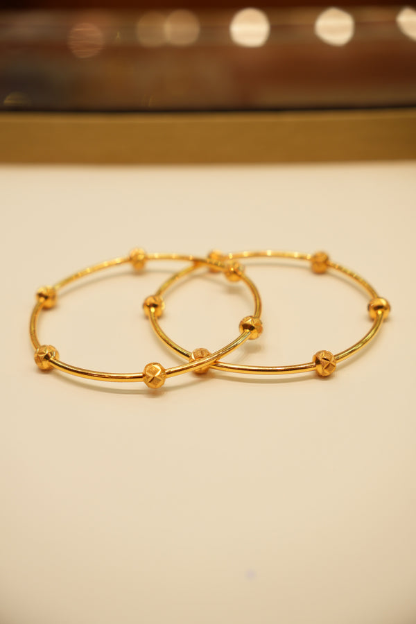 22K Gold Beaded Design Bangles