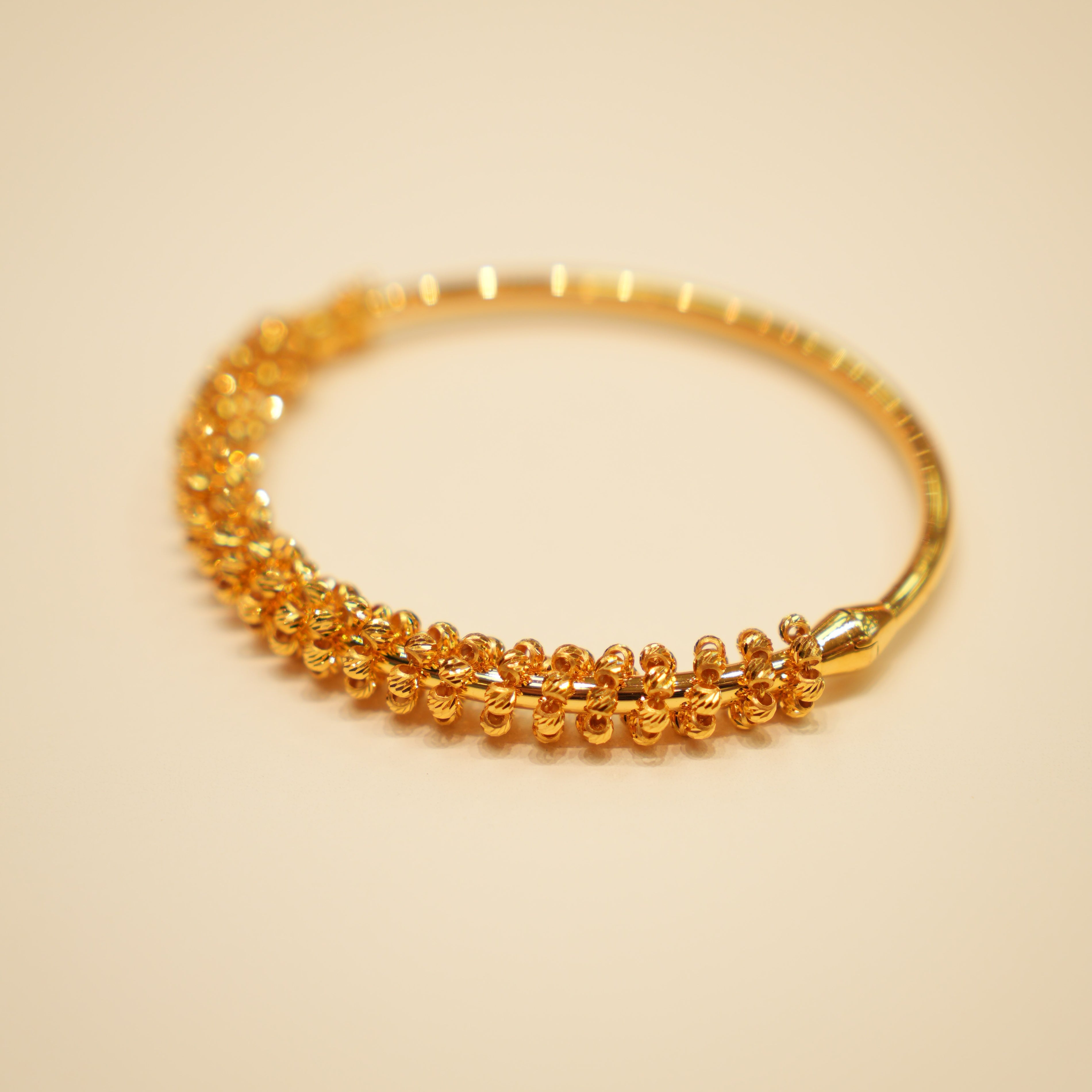 22K Gold Floral Bangle Bracelet