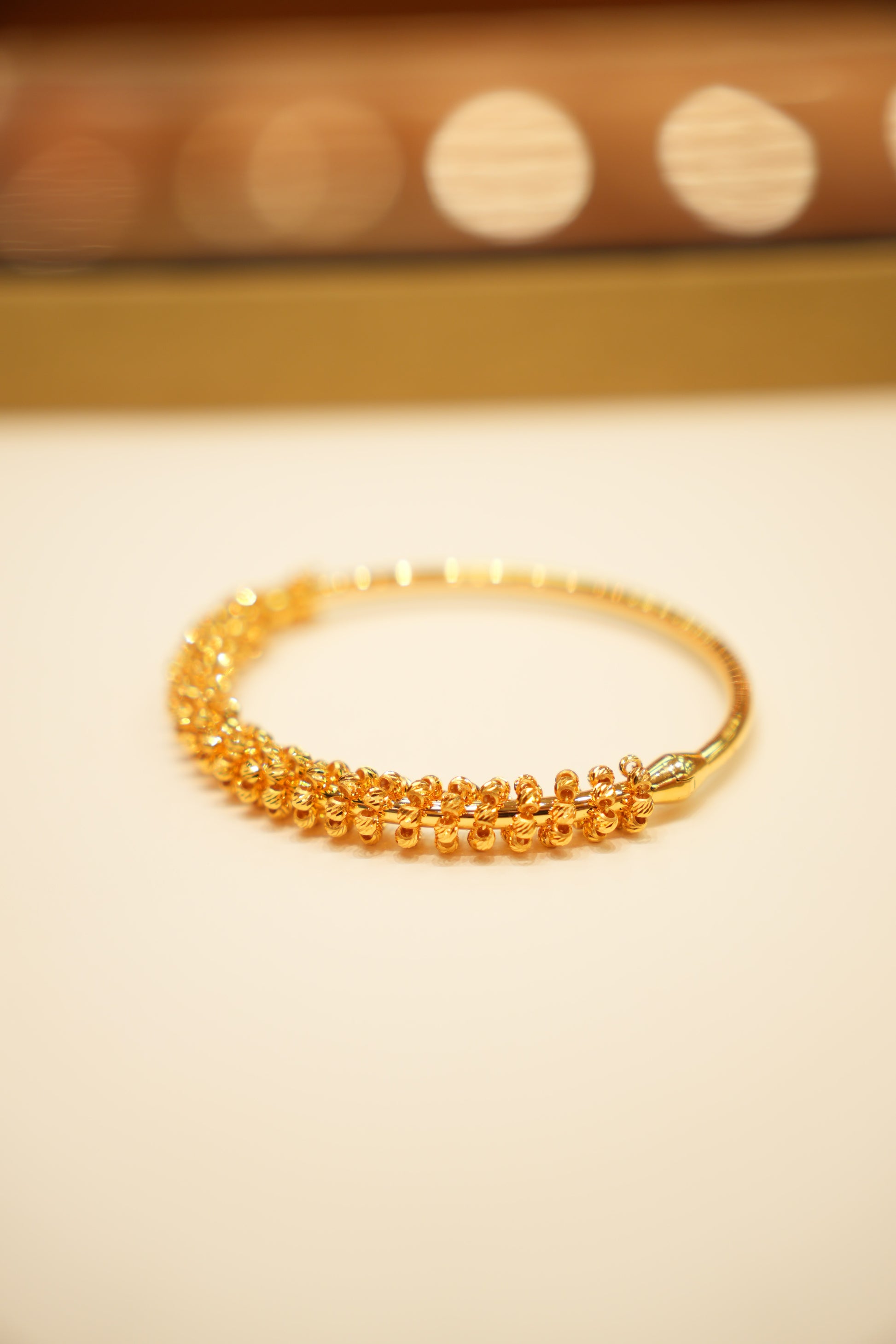 22K Gold Floral Bangle Bracelet