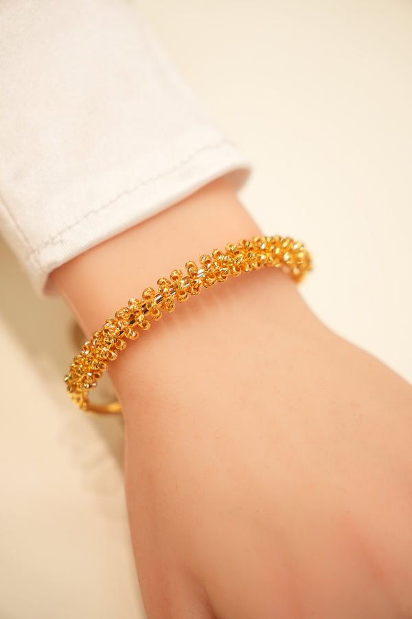 22K Gold Floral Bangle Bracelet