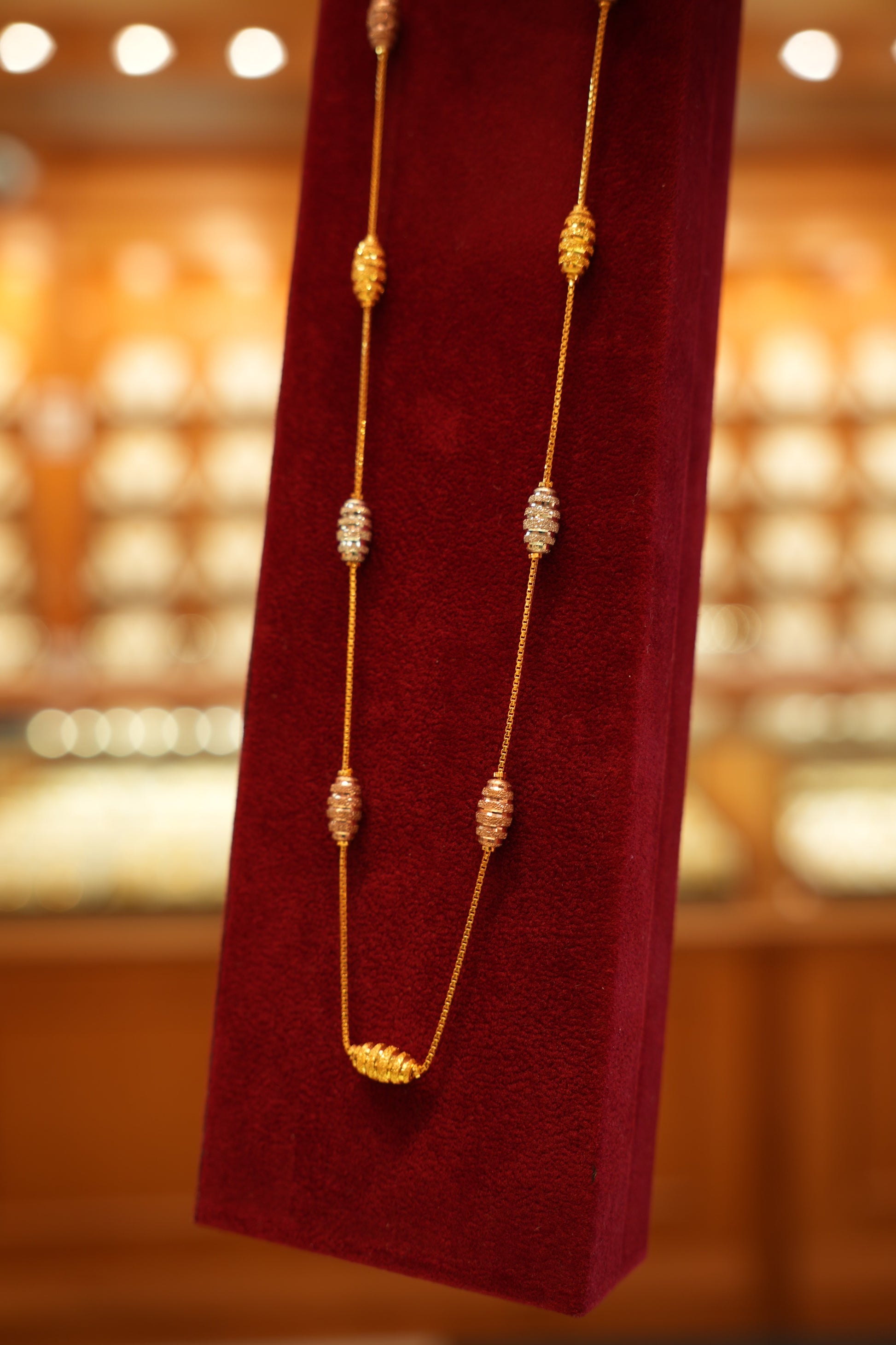 Premium gold chain on display