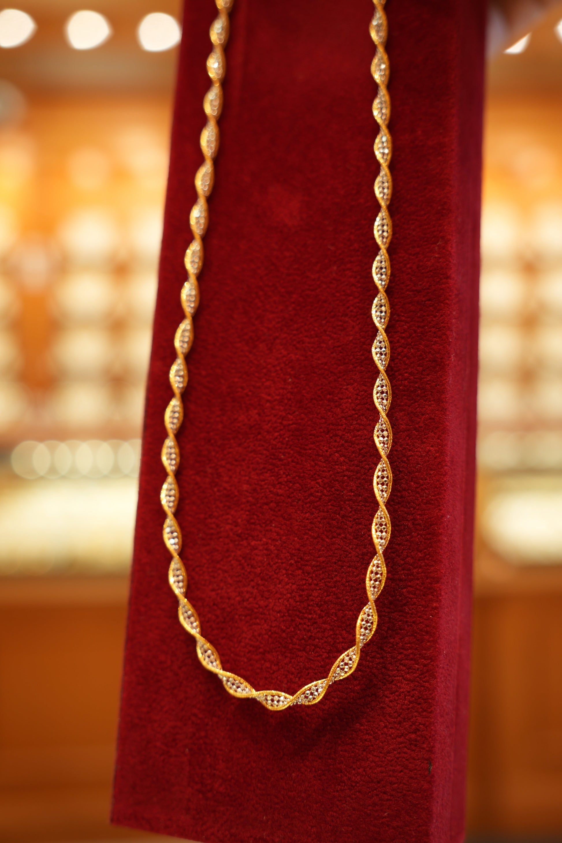 Premium gold chain on display