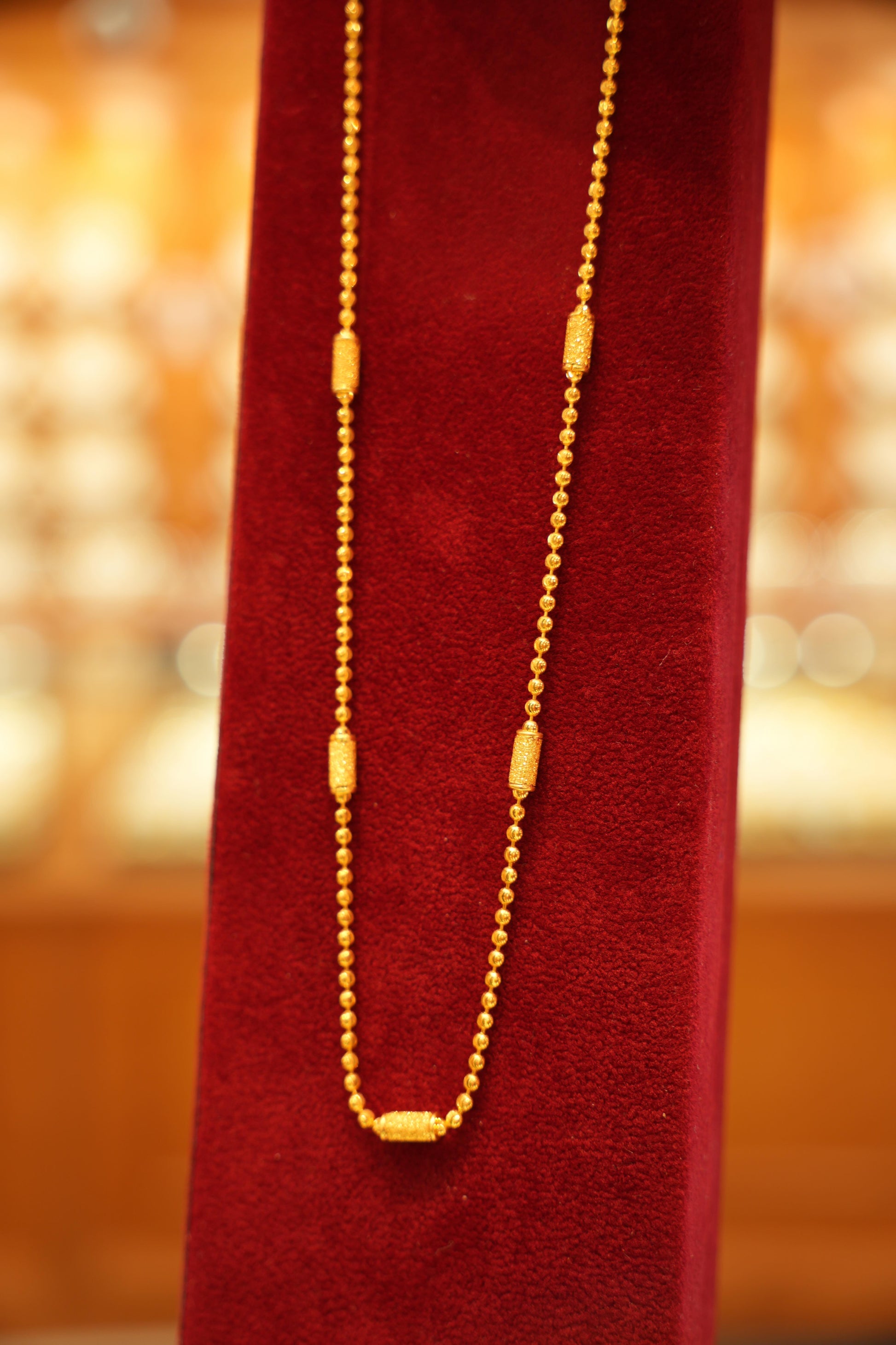 22K gold bead chain necklace