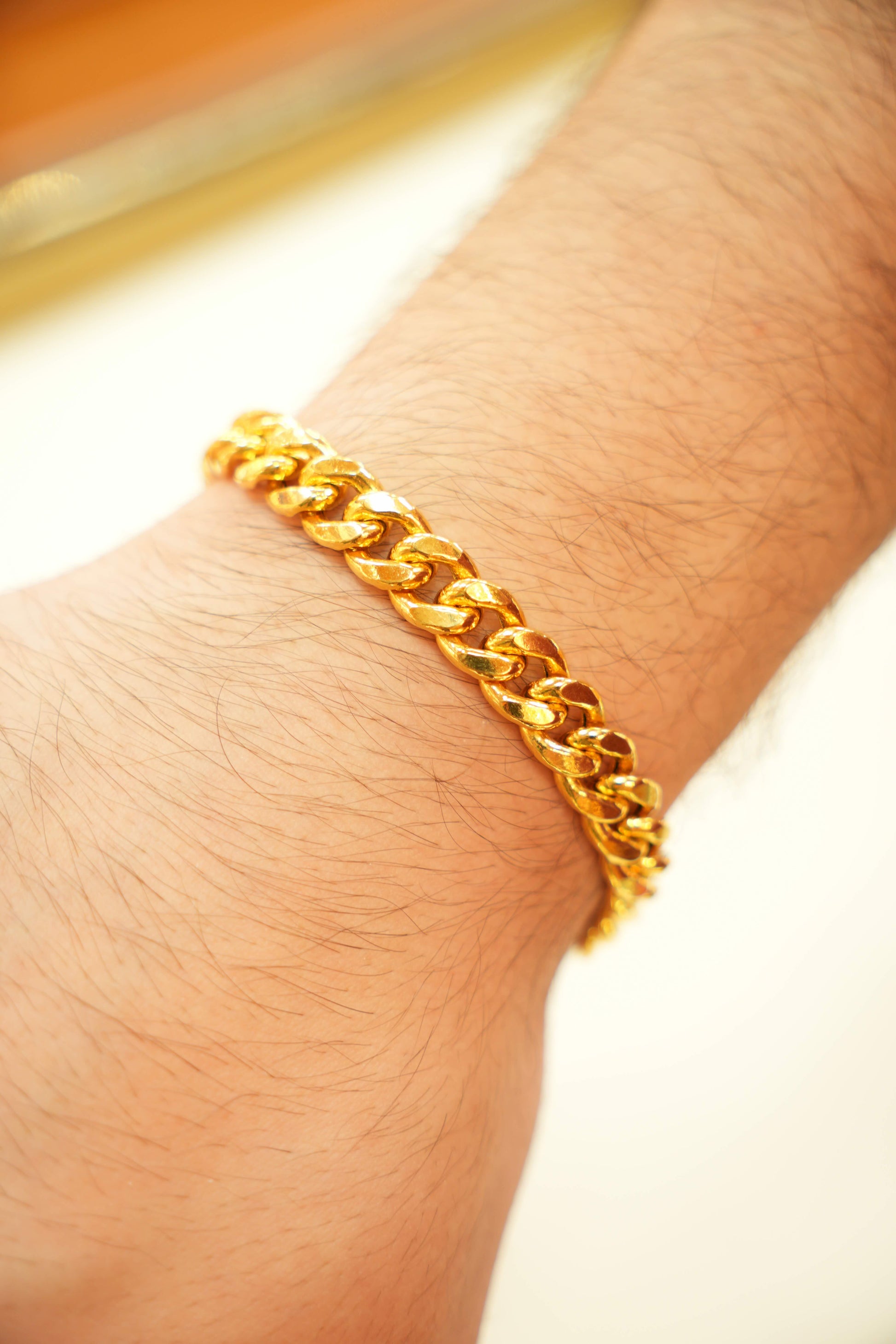 22K gold men link bracelet