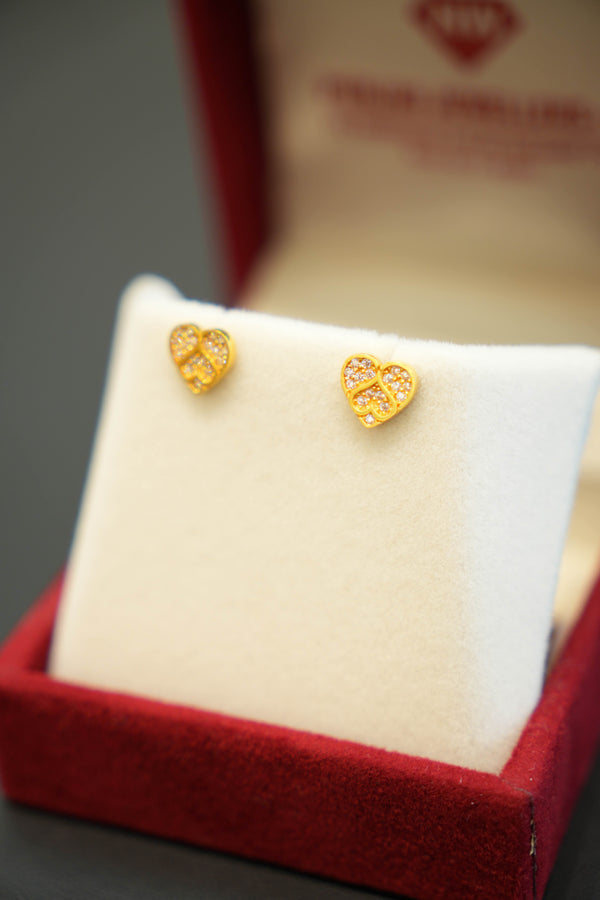 Floral clover gold earrings