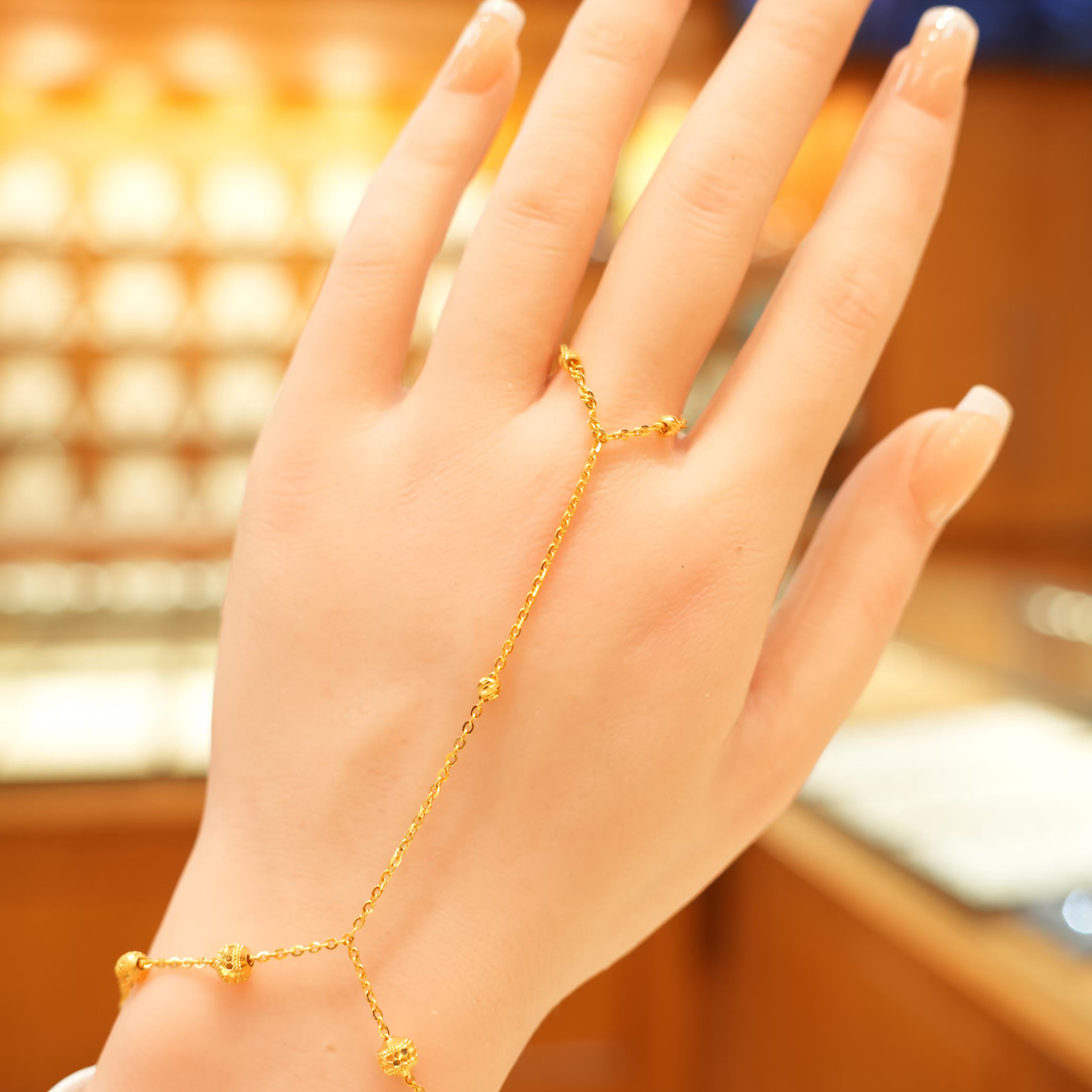 22K Gold Hand Chain Bracelet