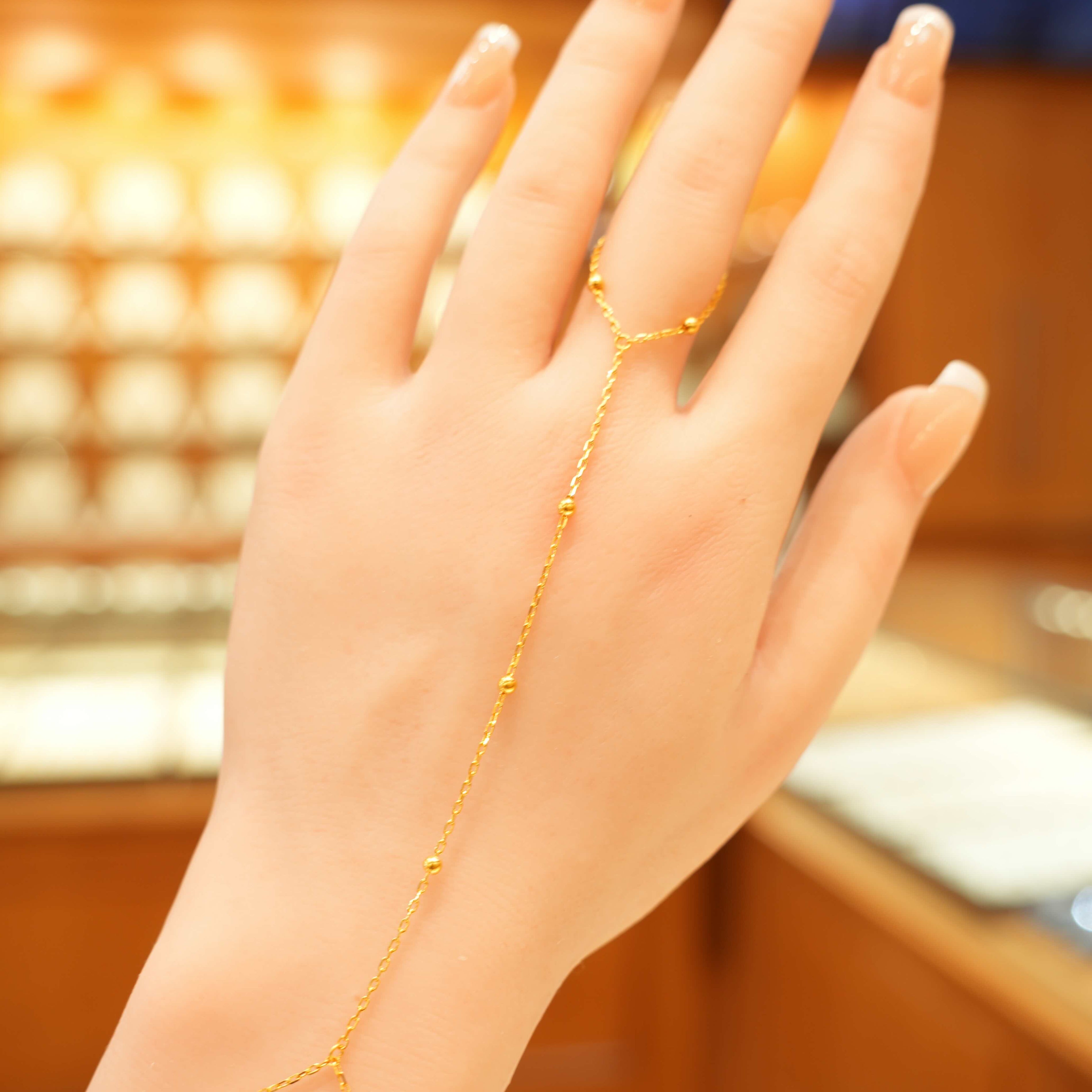 22K Gold Hand Chain Bracelet