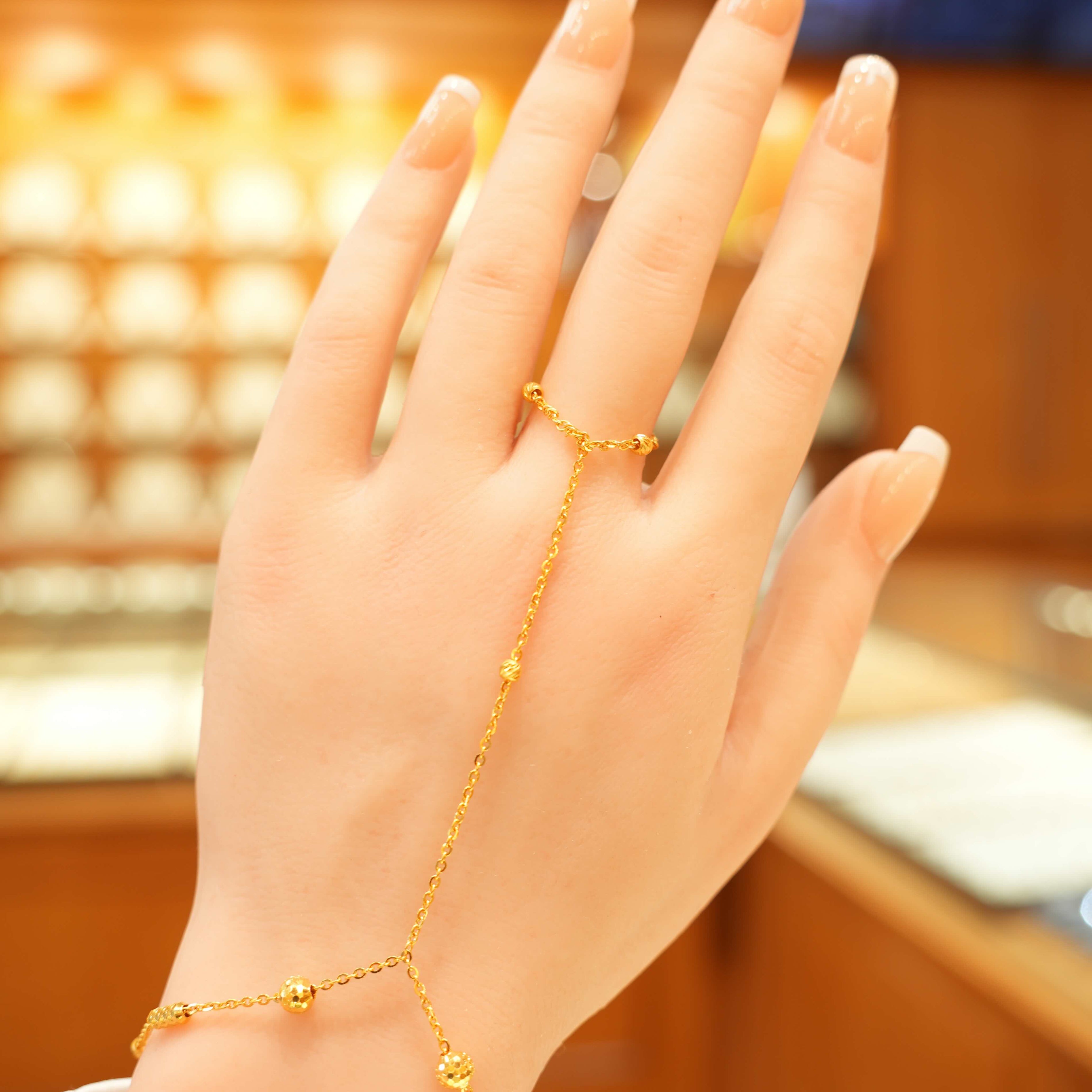22K Gold Hand Chain Bracelet