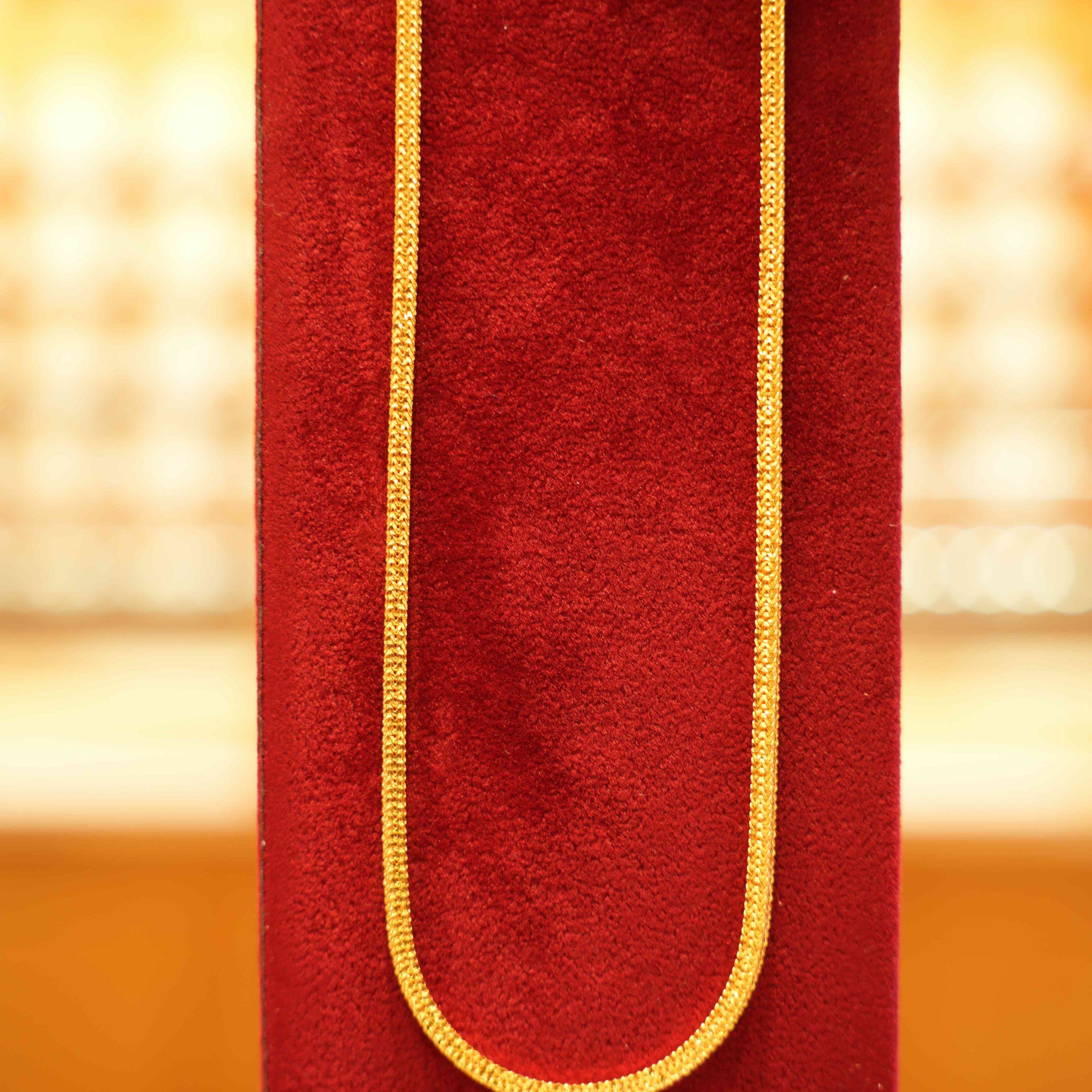 22K Gold Designer Men's Square Chain (22 Inches)