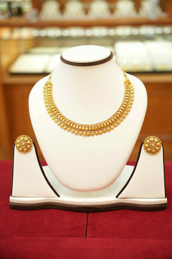 22K Gold Designer Antique Necklace Set