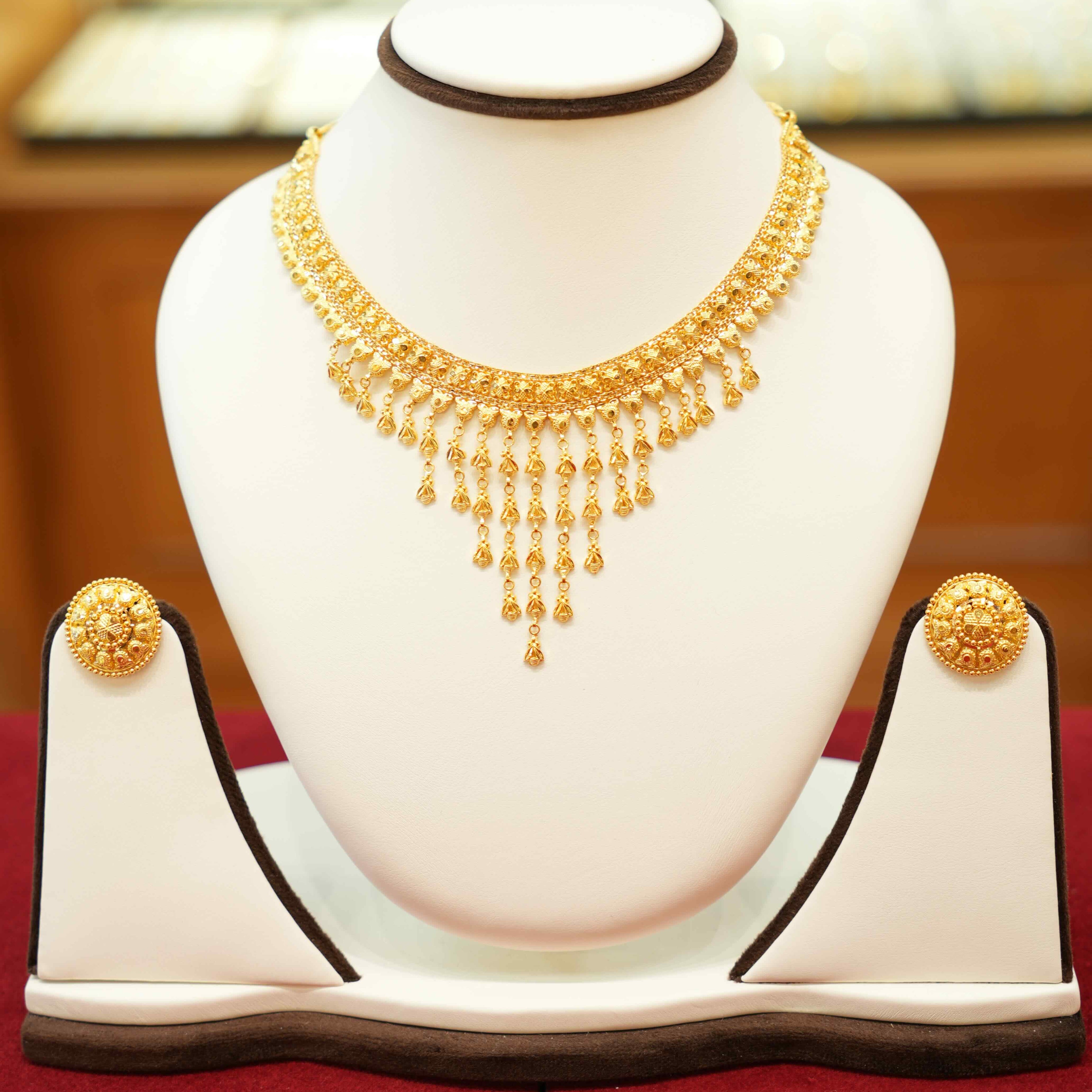 22K Gold Designer Rainfall Choker Set