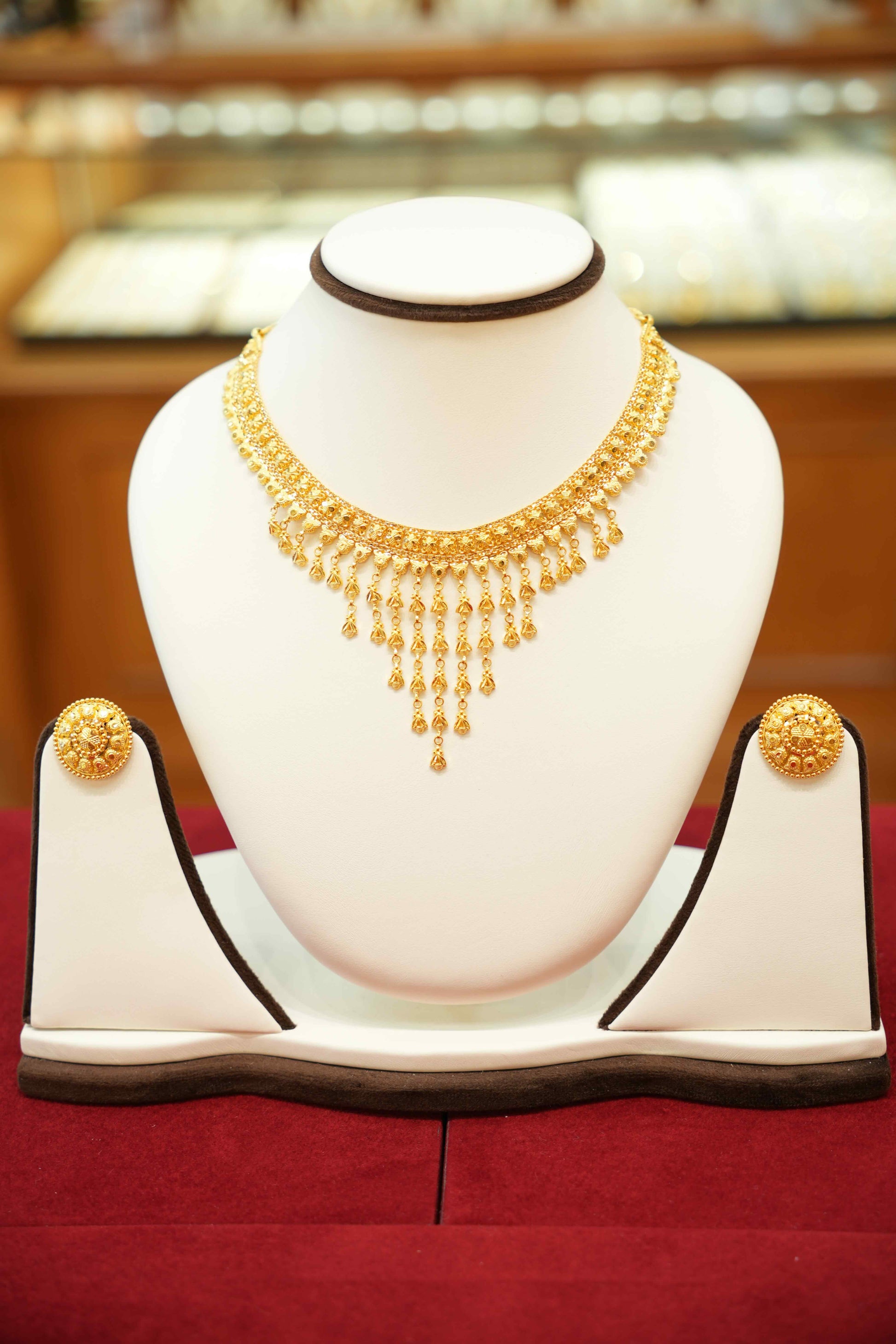22K Gold Designer Rainfall Choker Set