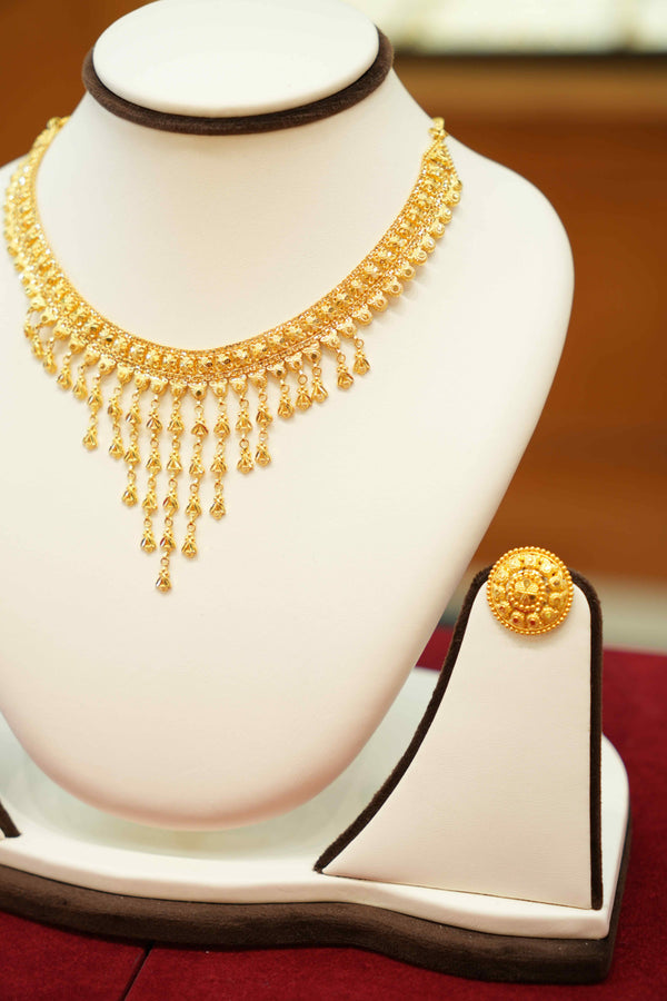 22K Gold Designer Rainfall Choker Set