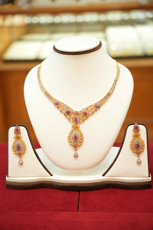 22K Gold Designer Necklace Set