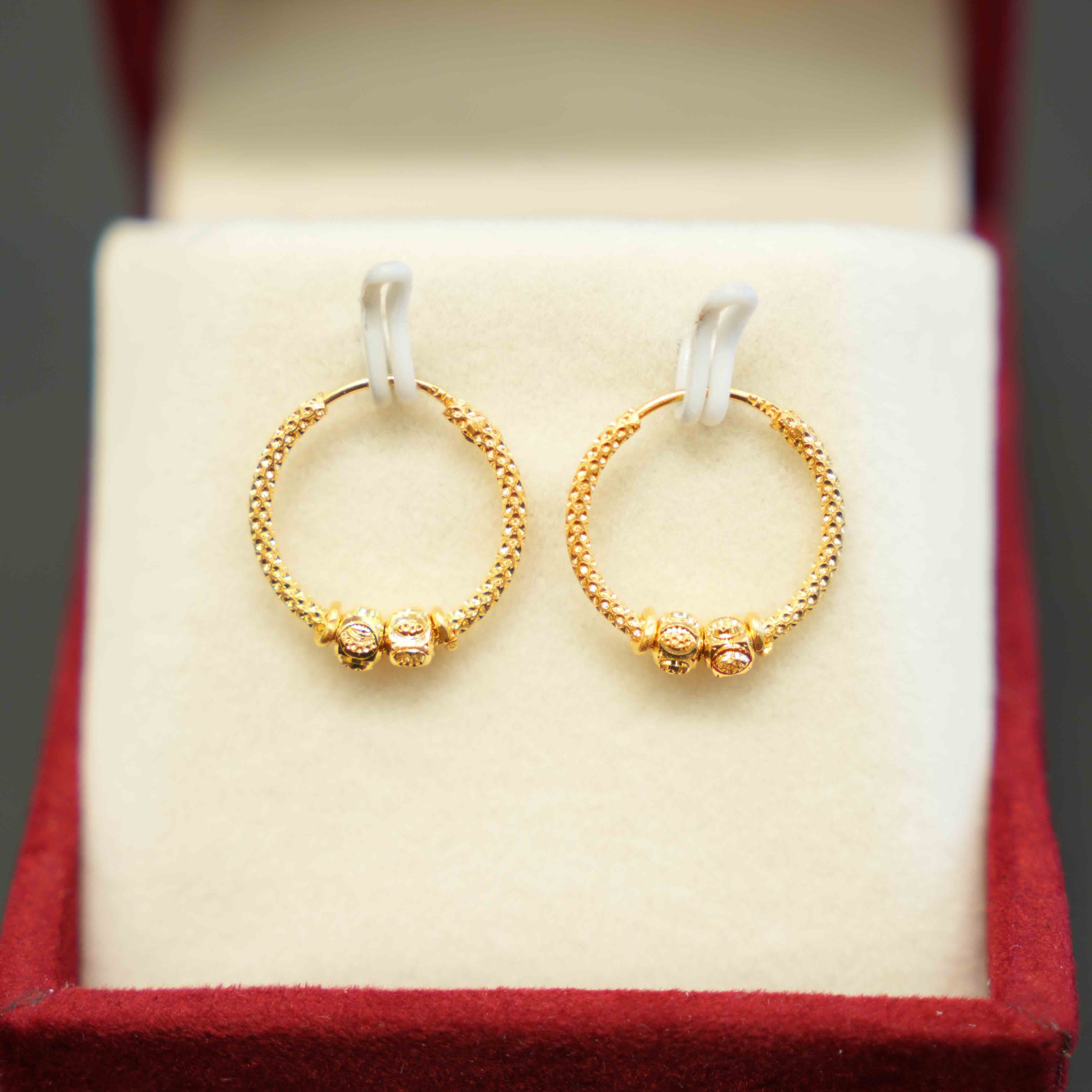 22K Gold Ladies Hoop Earrings