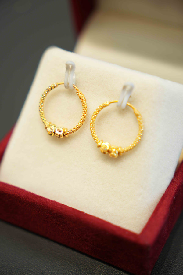 22K Gold Ladies Hoop Earrings
