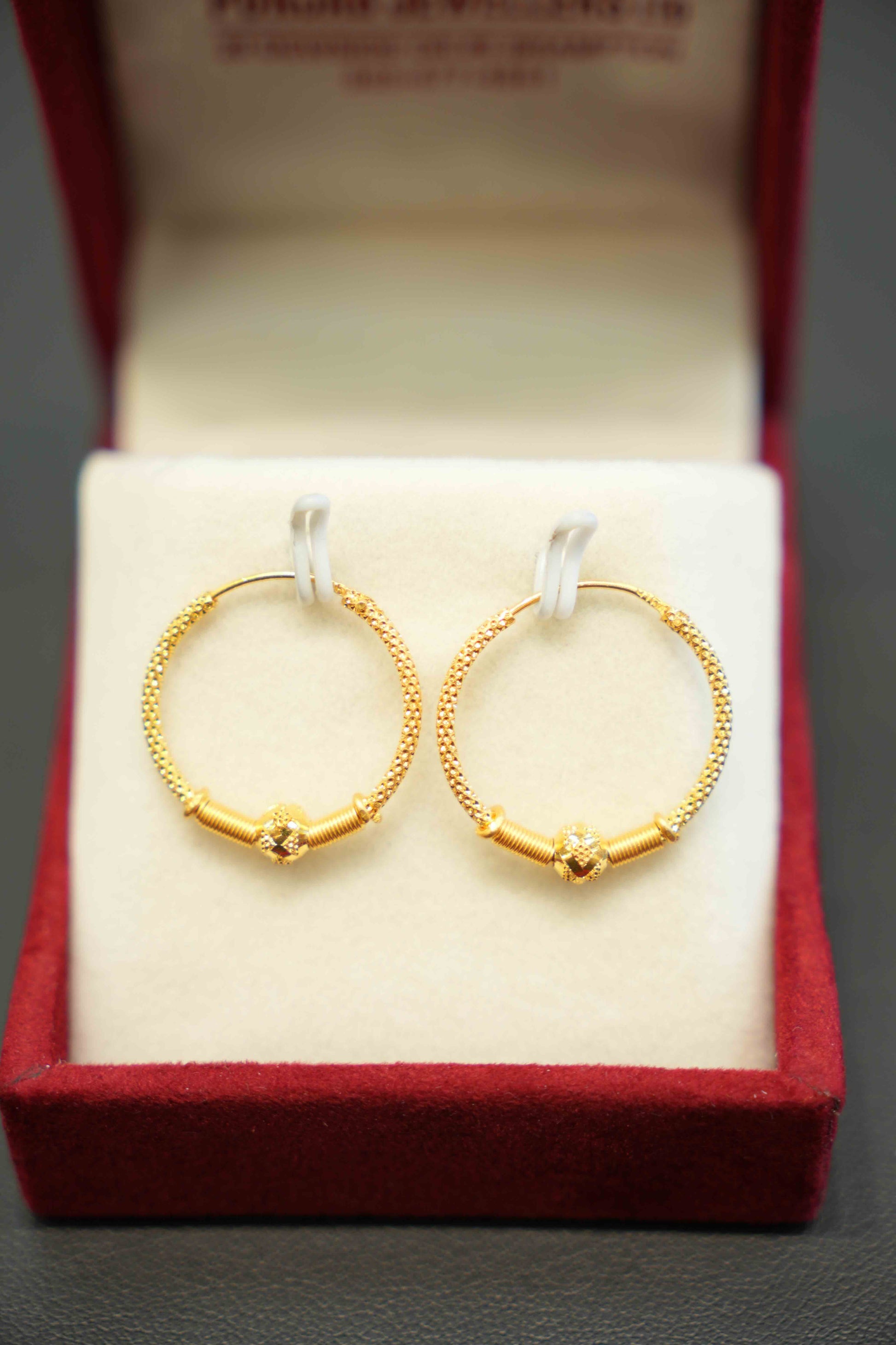 22K Gold Ladies Hoop Earrings