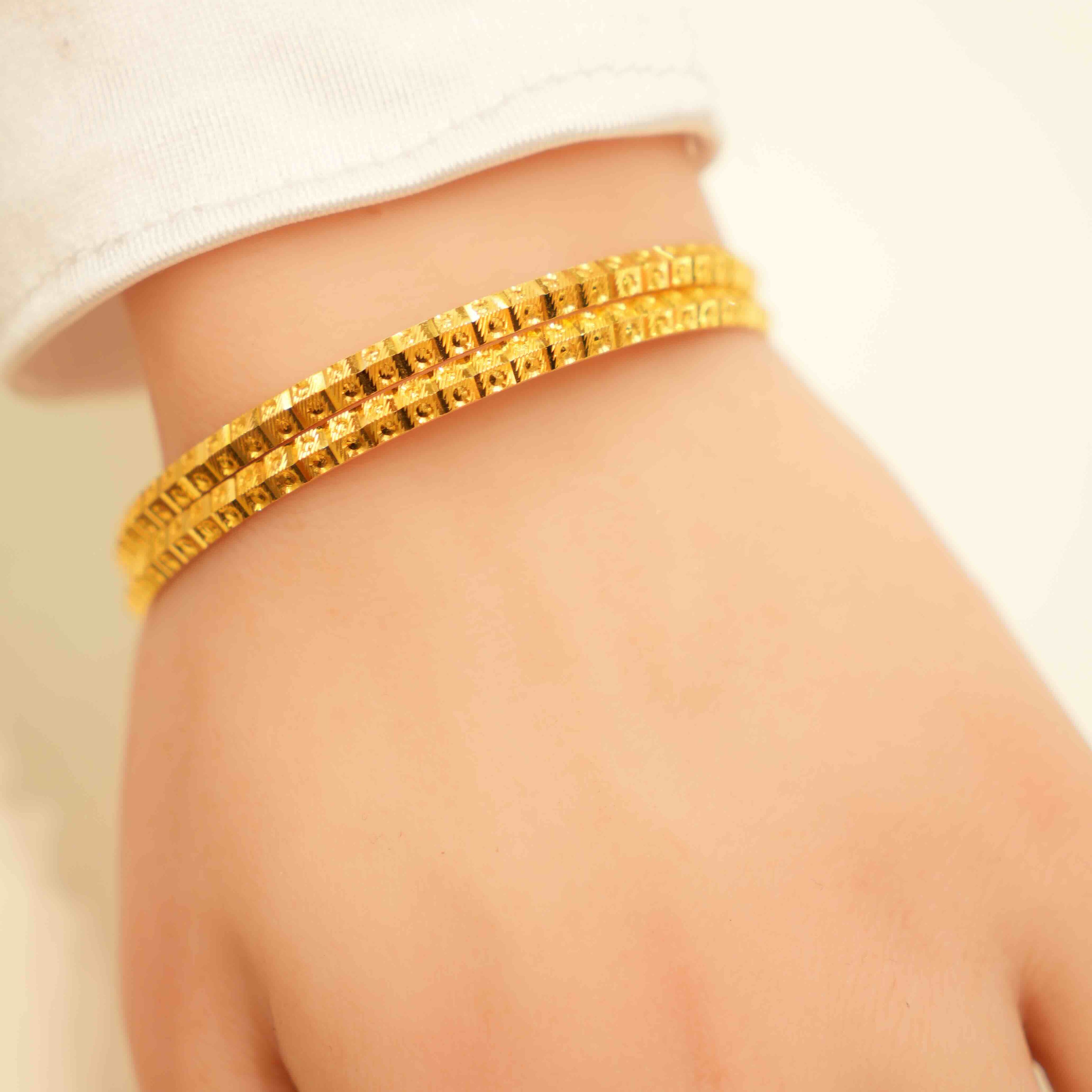 22K Gold Pair of Designer Traditional Ladies Bangles