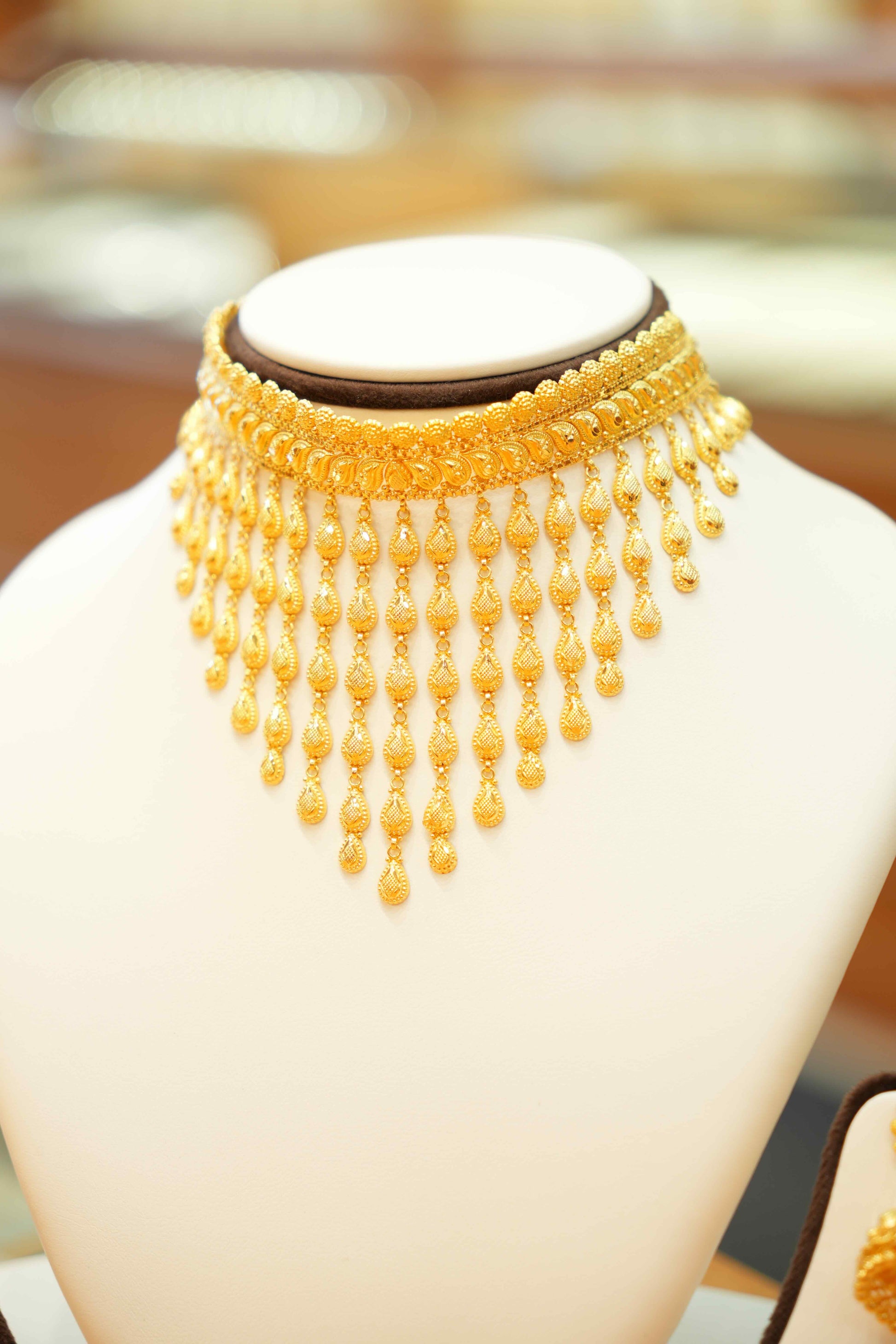 22K Gold Designer Rainfall Choker Set