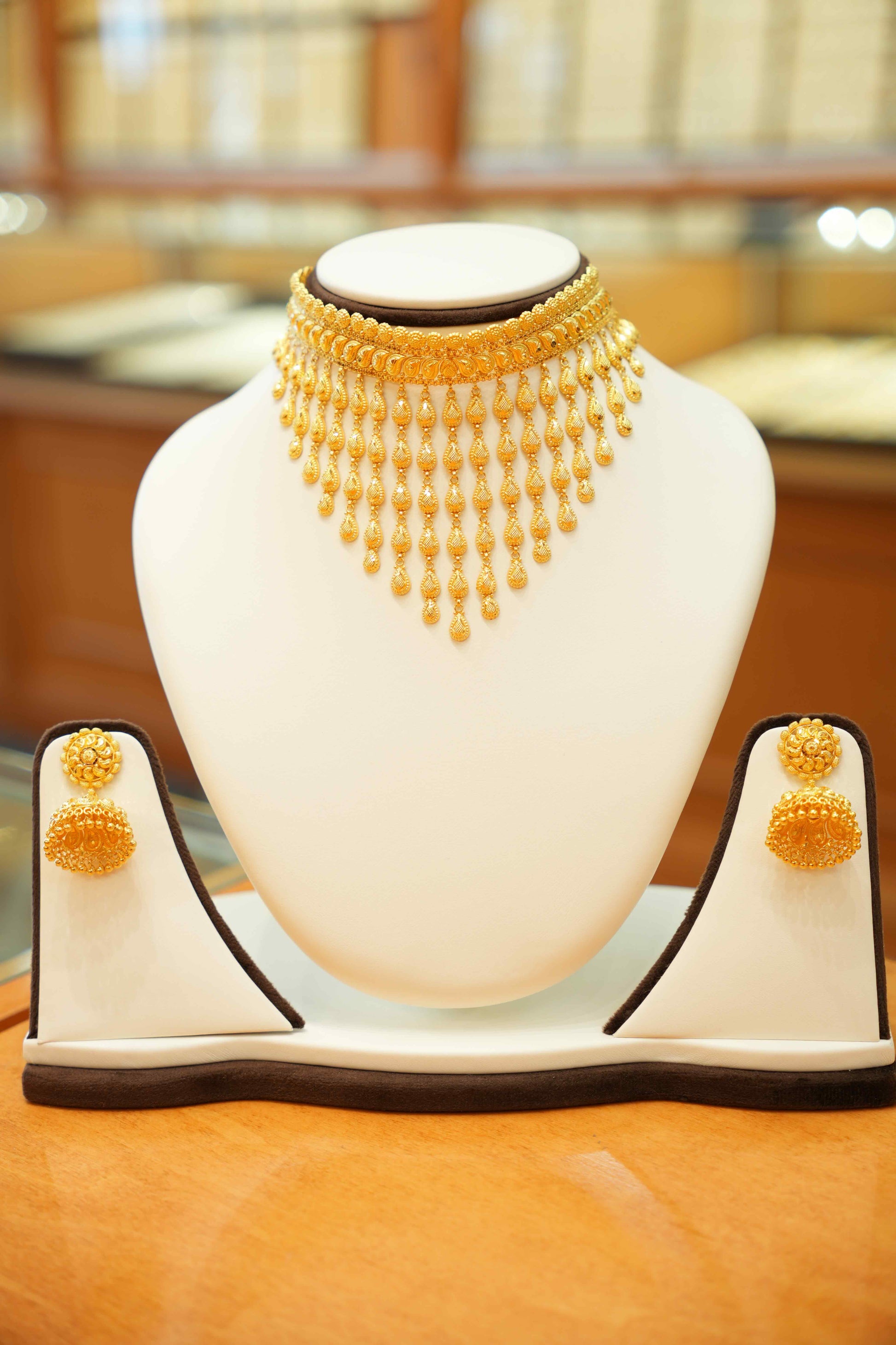 22K Gold Designer Rainfall Choker Set