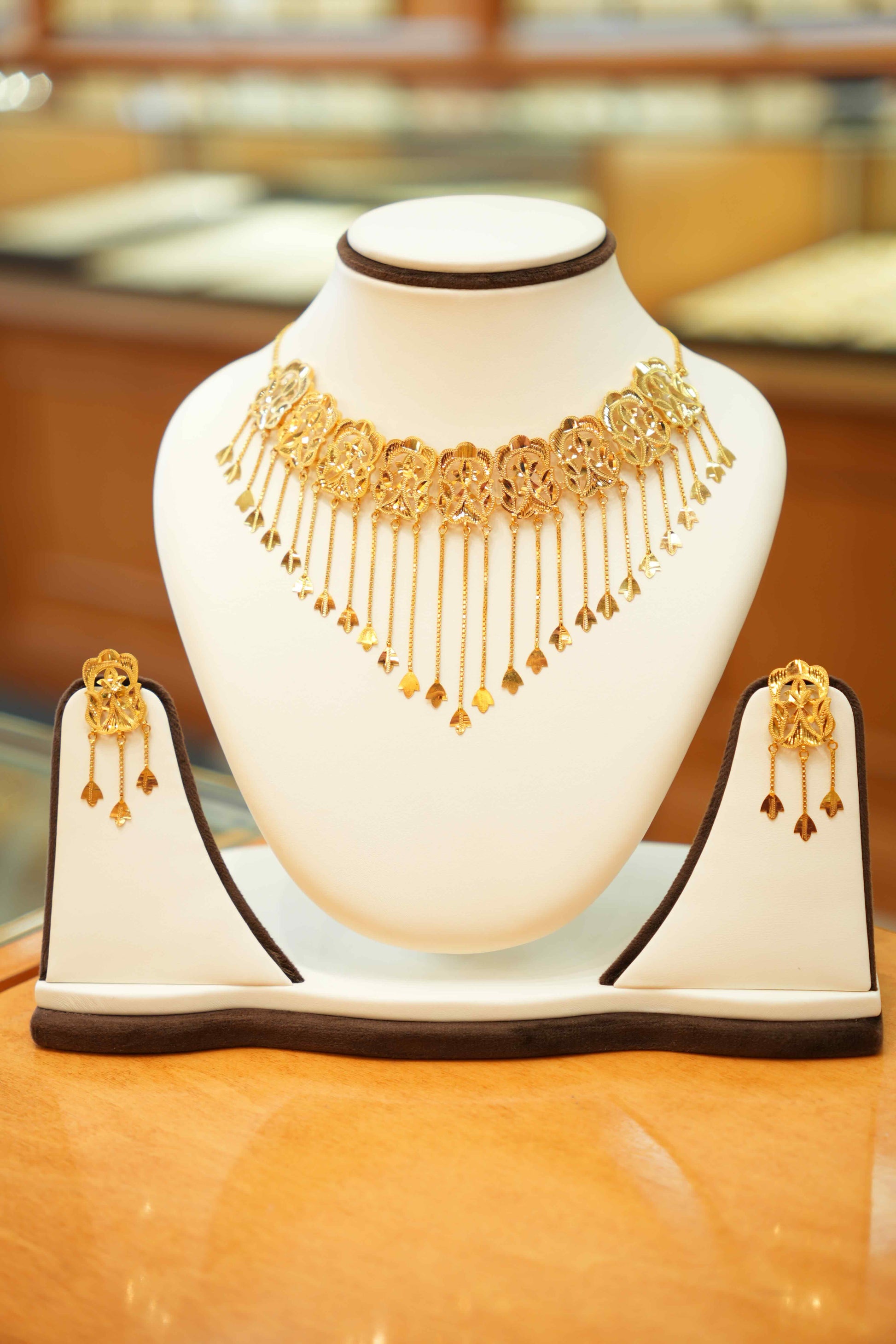 22K Gold Designer Rainfall Choker Set