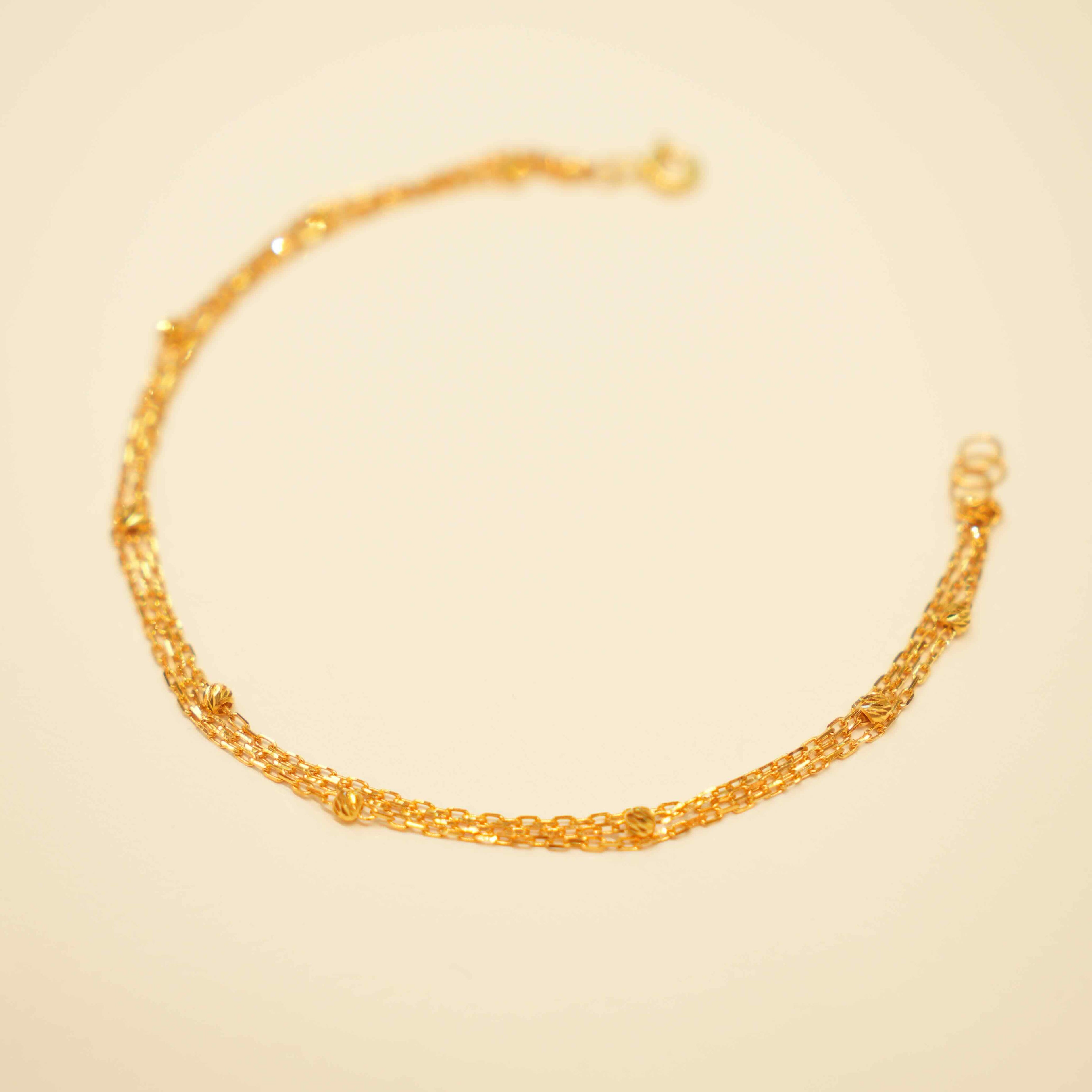 22K Gold Ladies Beaded Bracelet