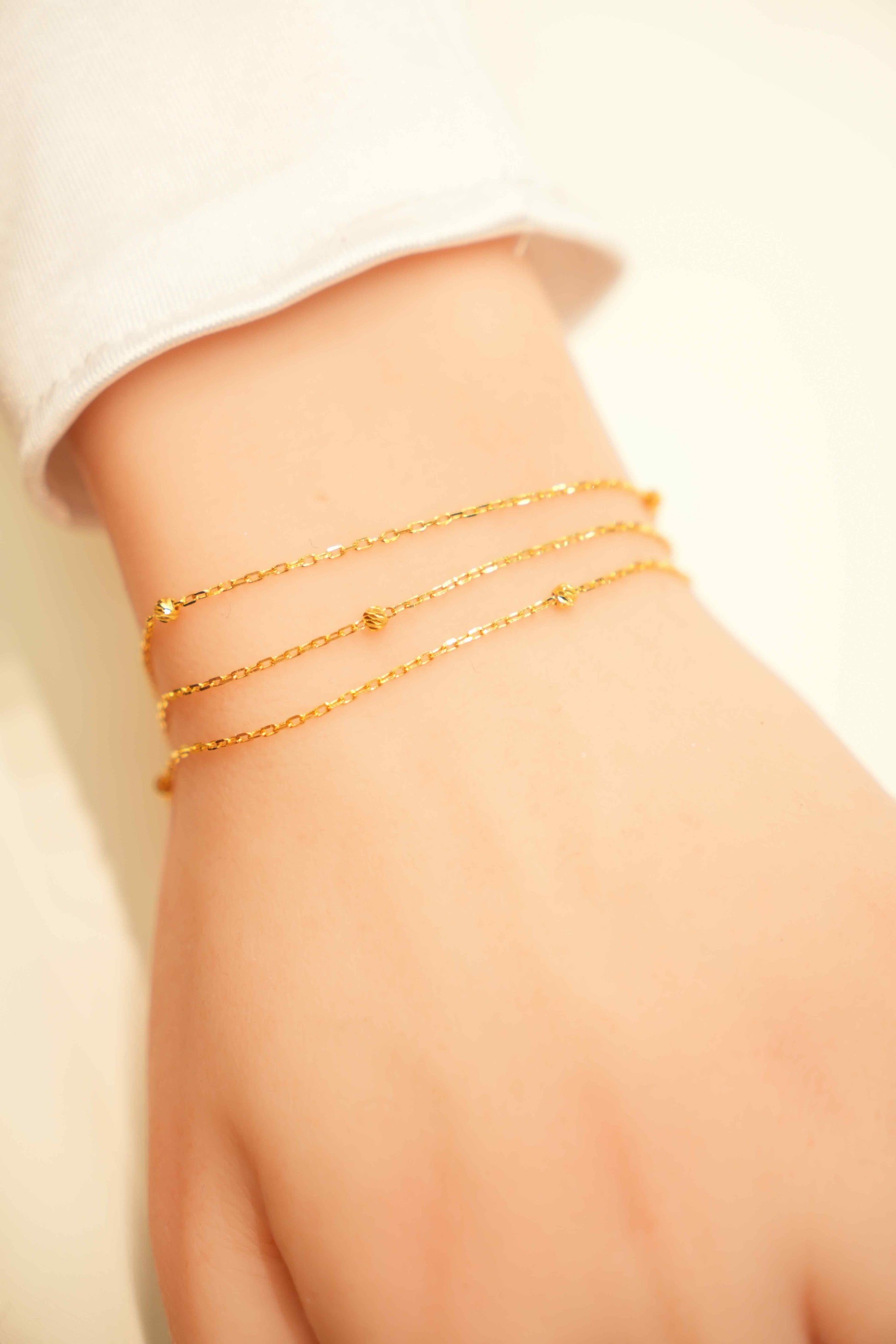 22K Gold Ladies Beaded Bracelet