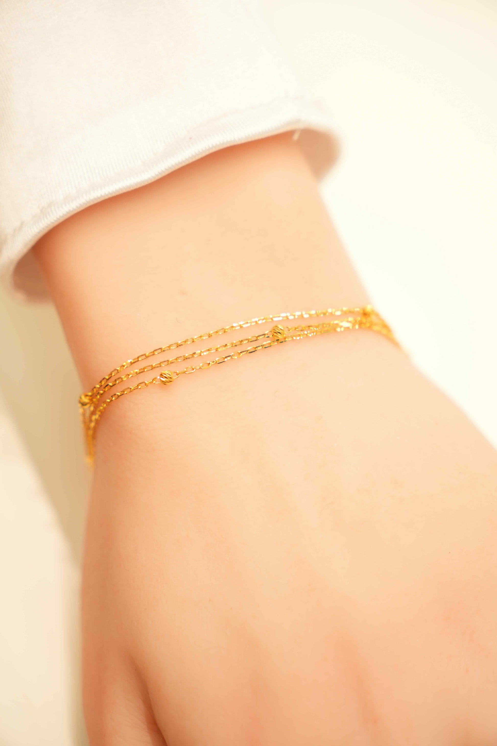 22K Gold Ladies Beaded Bracelet