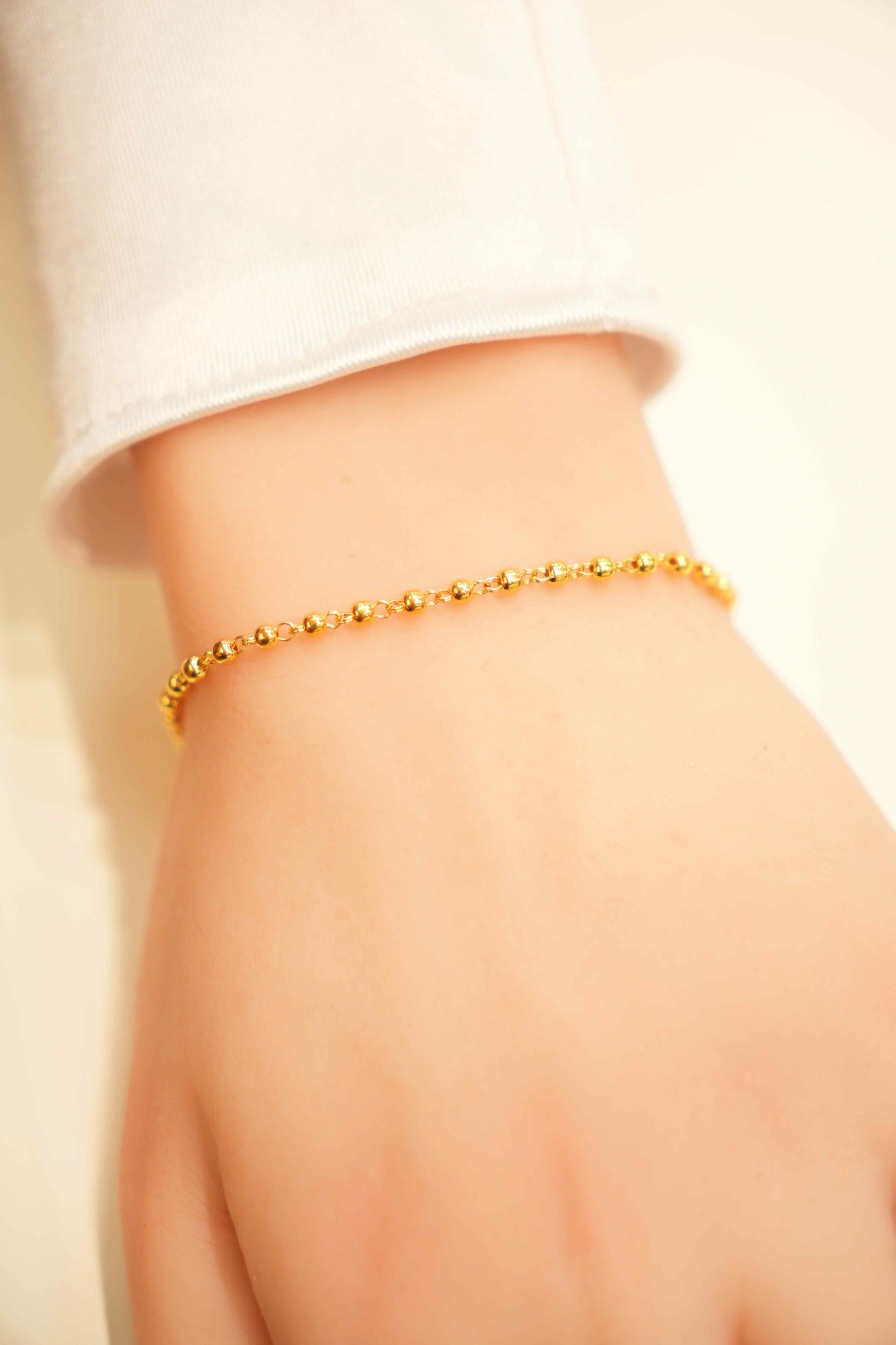 22K Gold Ladies Beaded Bracelet