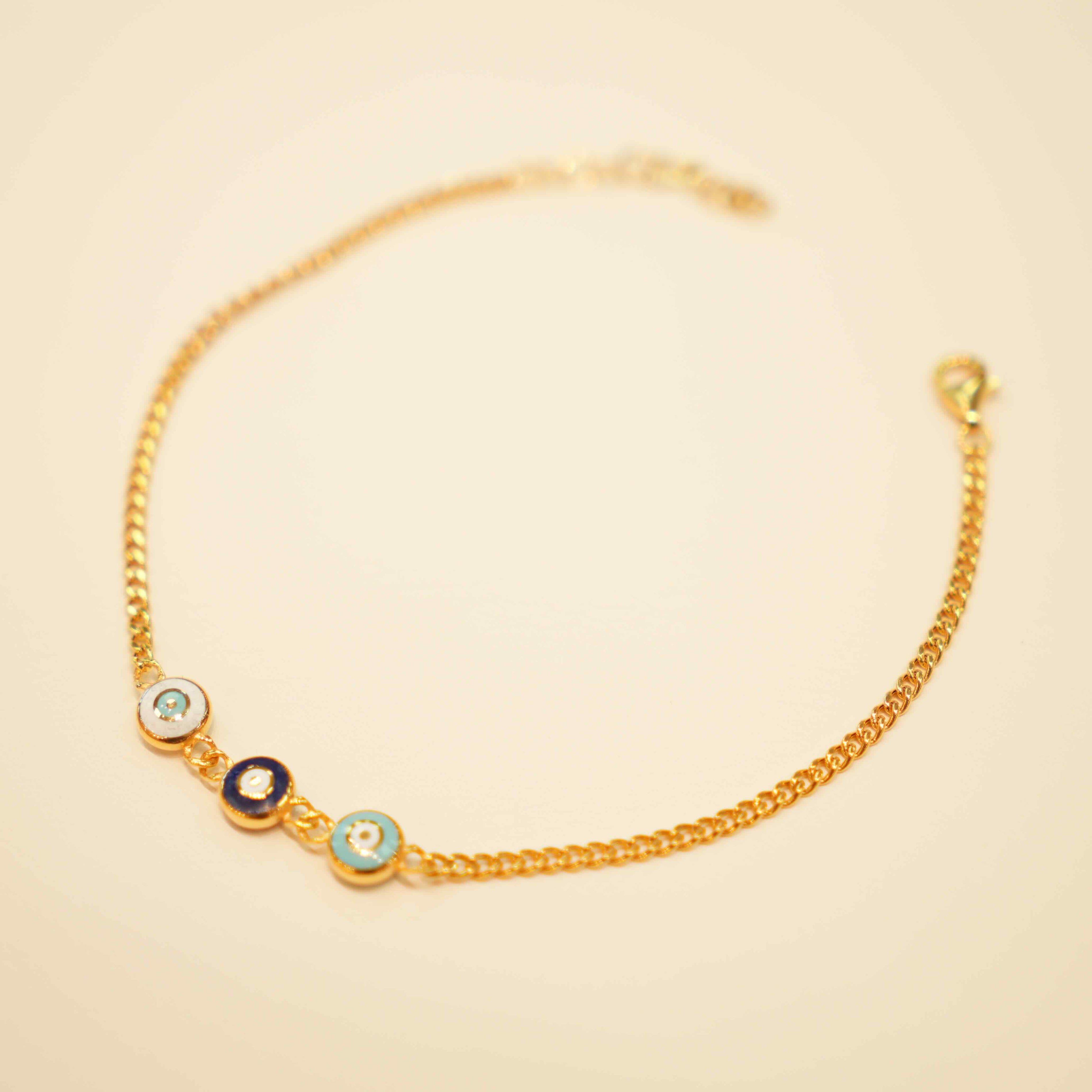 22K Gold Ladies Evil Eye Bracelet