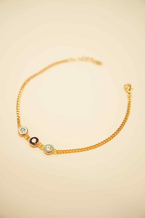 22K Gold Ladies Evil Eye Bracelet