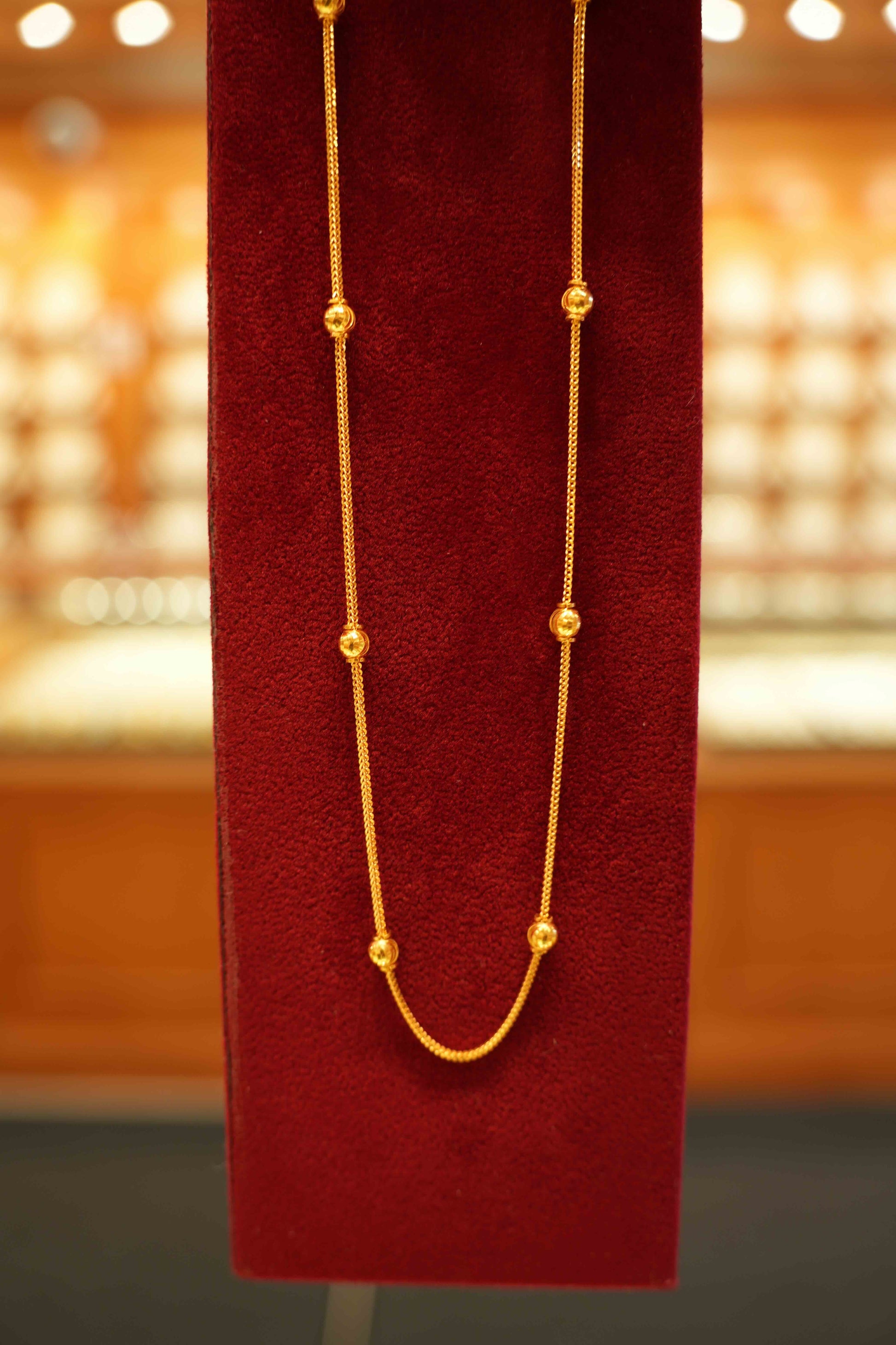 22K Gold Designer Ball Bead Chain (18 Inches)