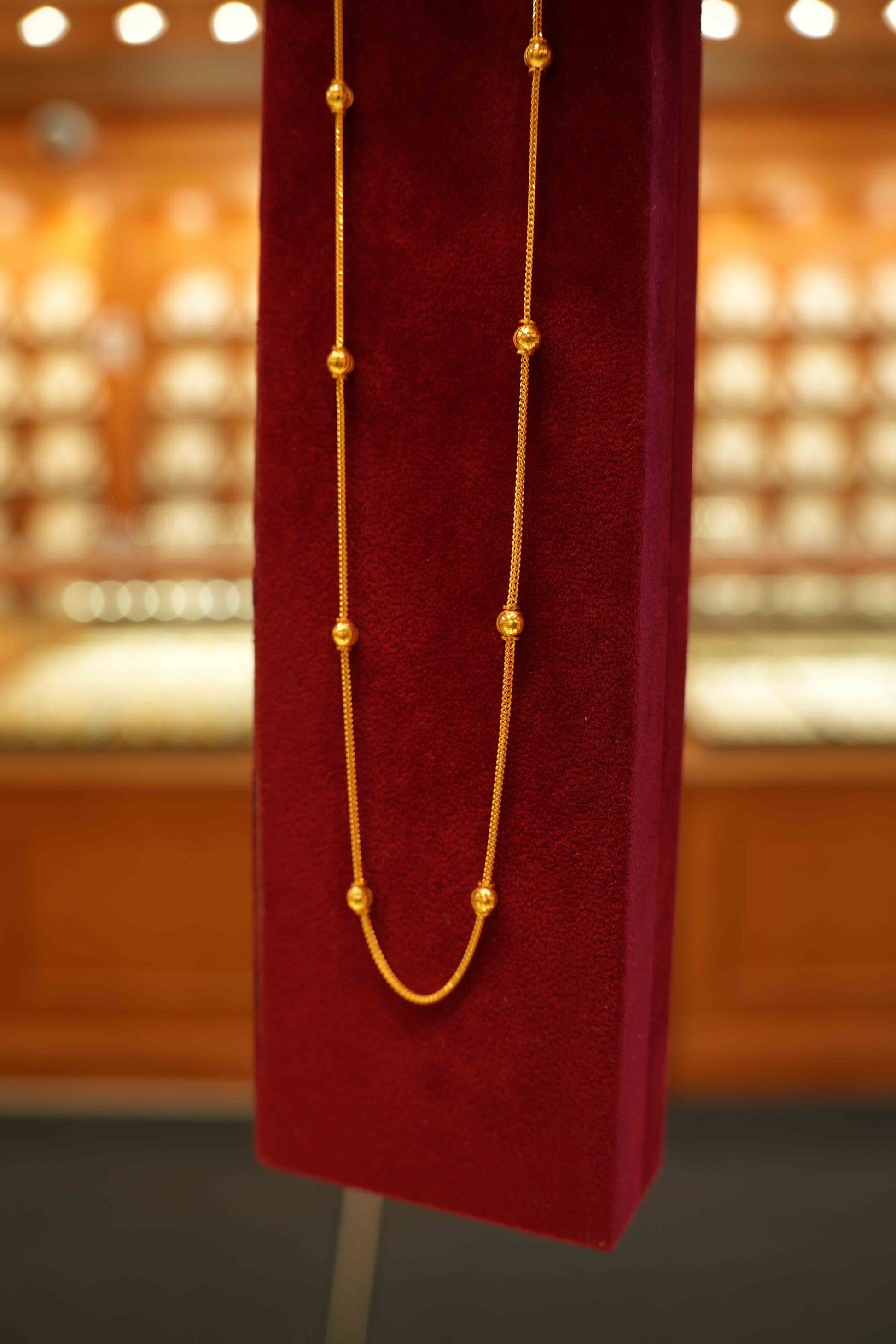 22K Gold Designer Ball Bead Chain (18 Inches)