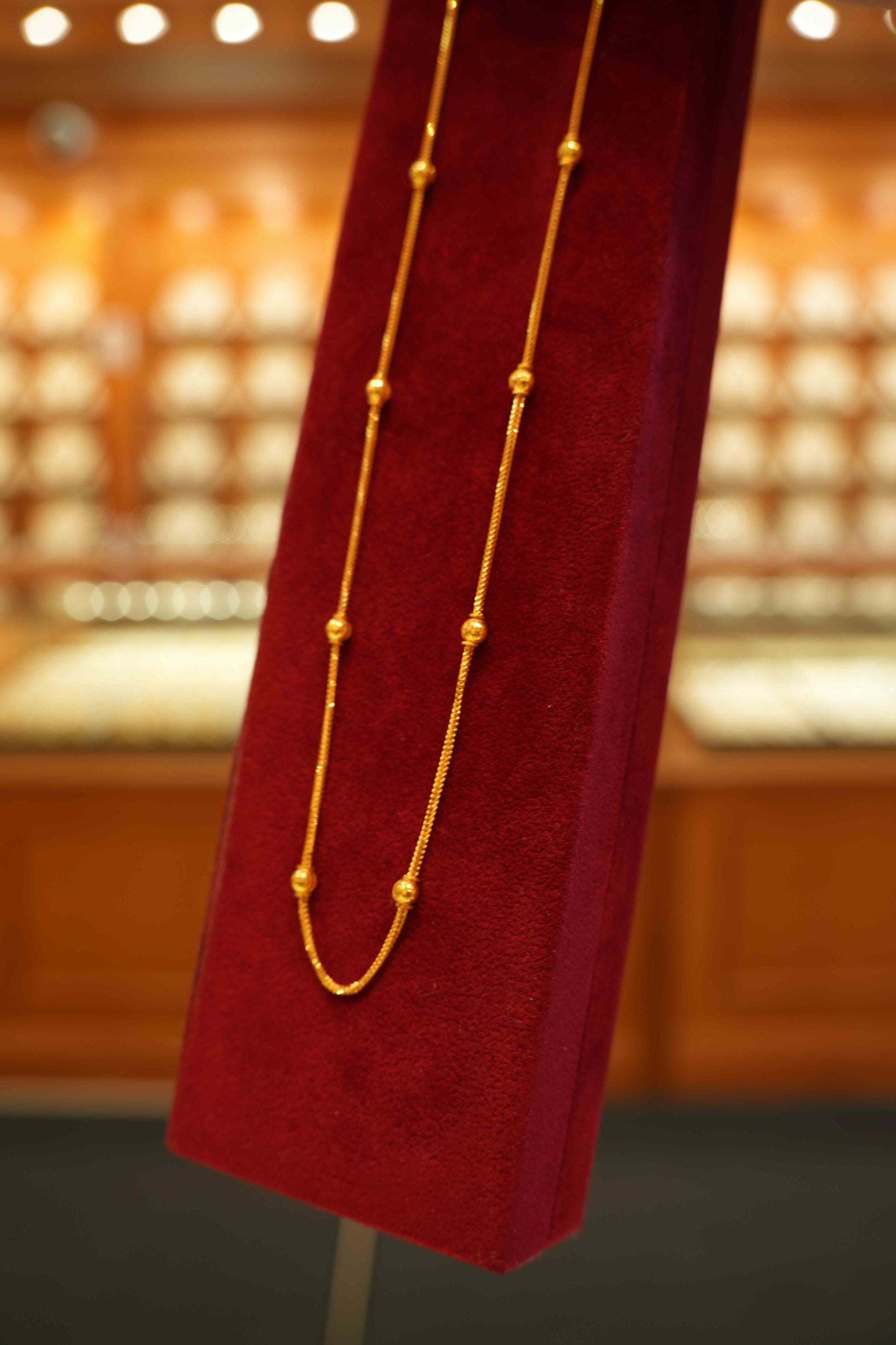 22K Gold Designer Ball Bead Chain (18 Inches)
