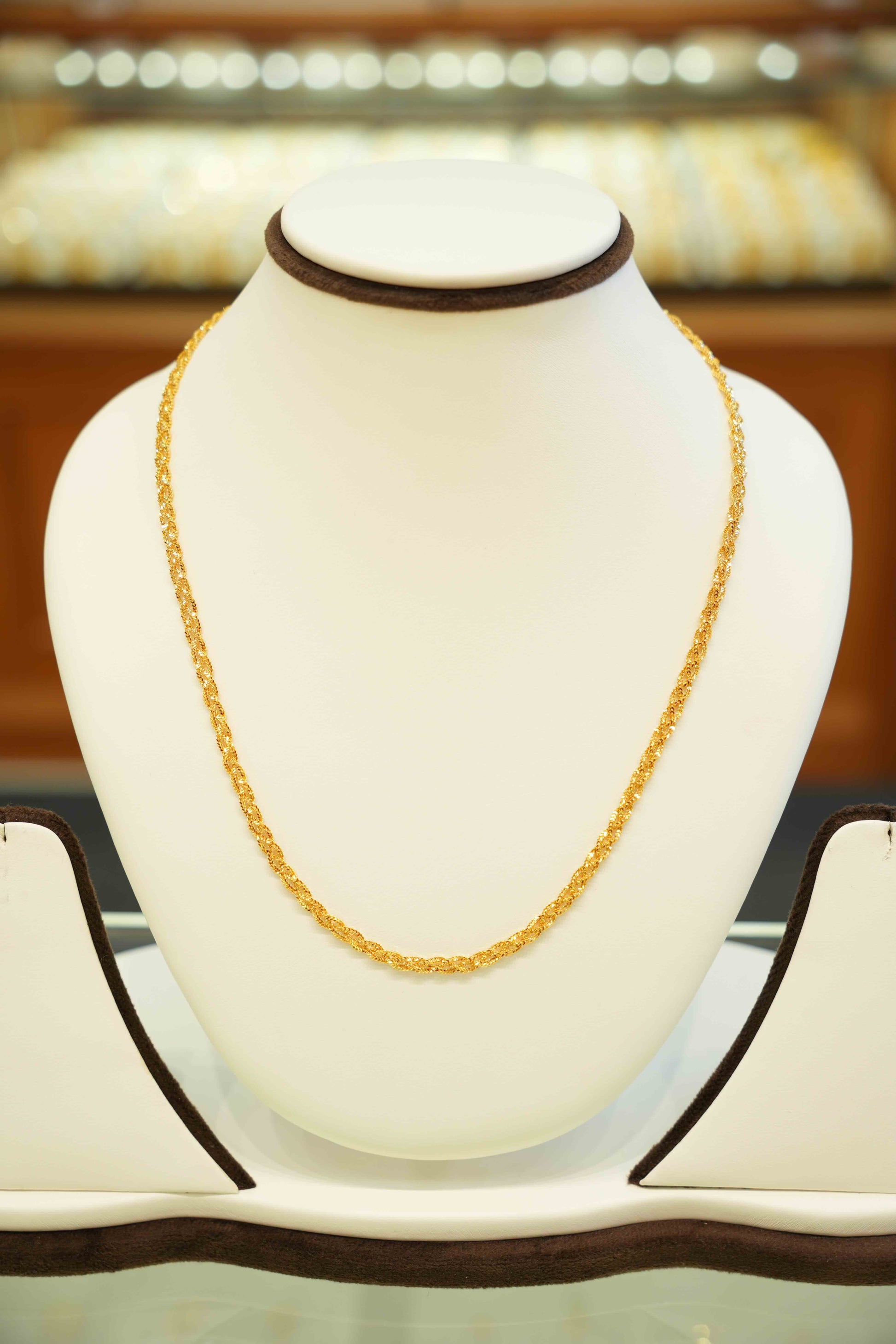 22K Gold Designer Braided Chain  (18 Inches)