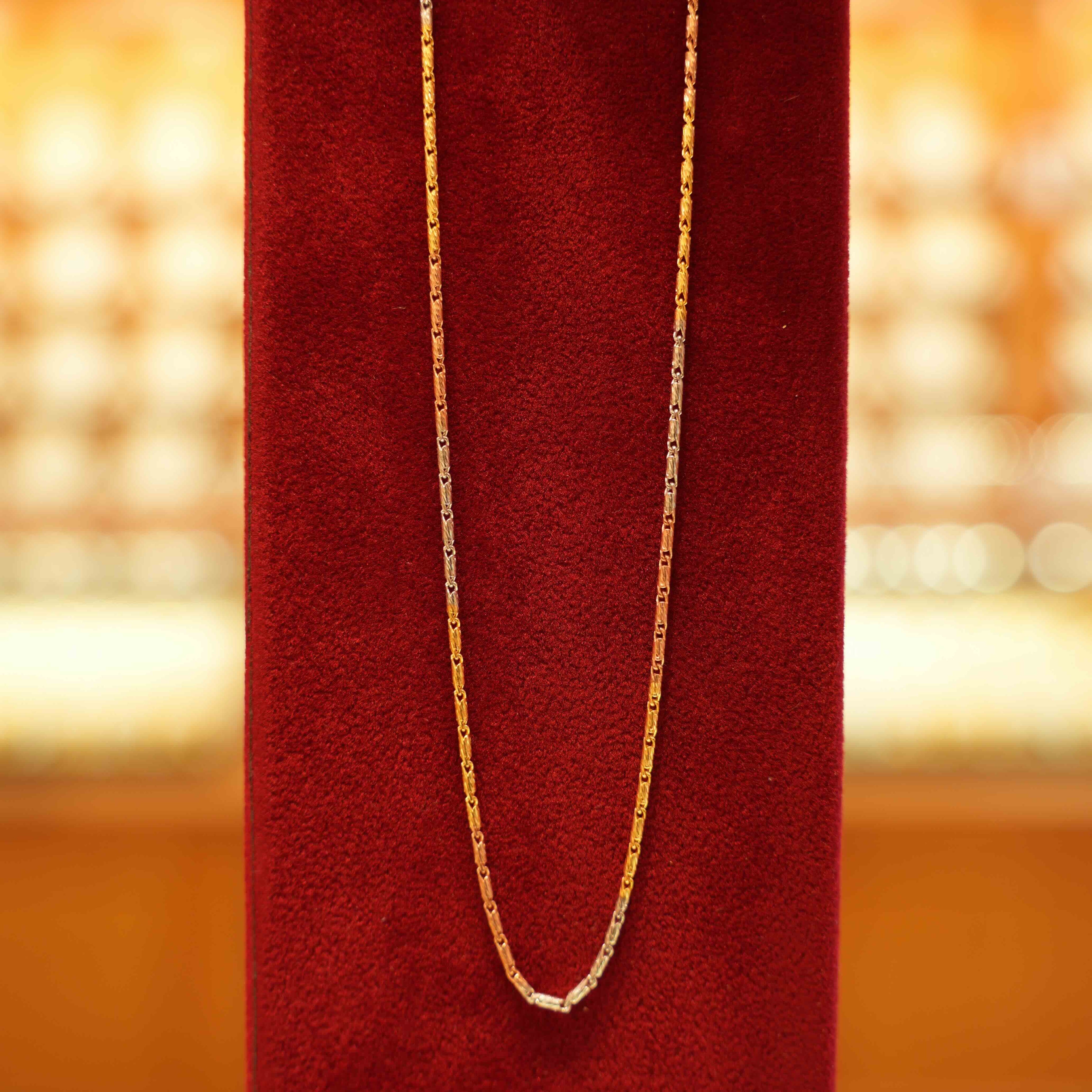 22K Gold Designer Three-Tone Chain (18 Inches)