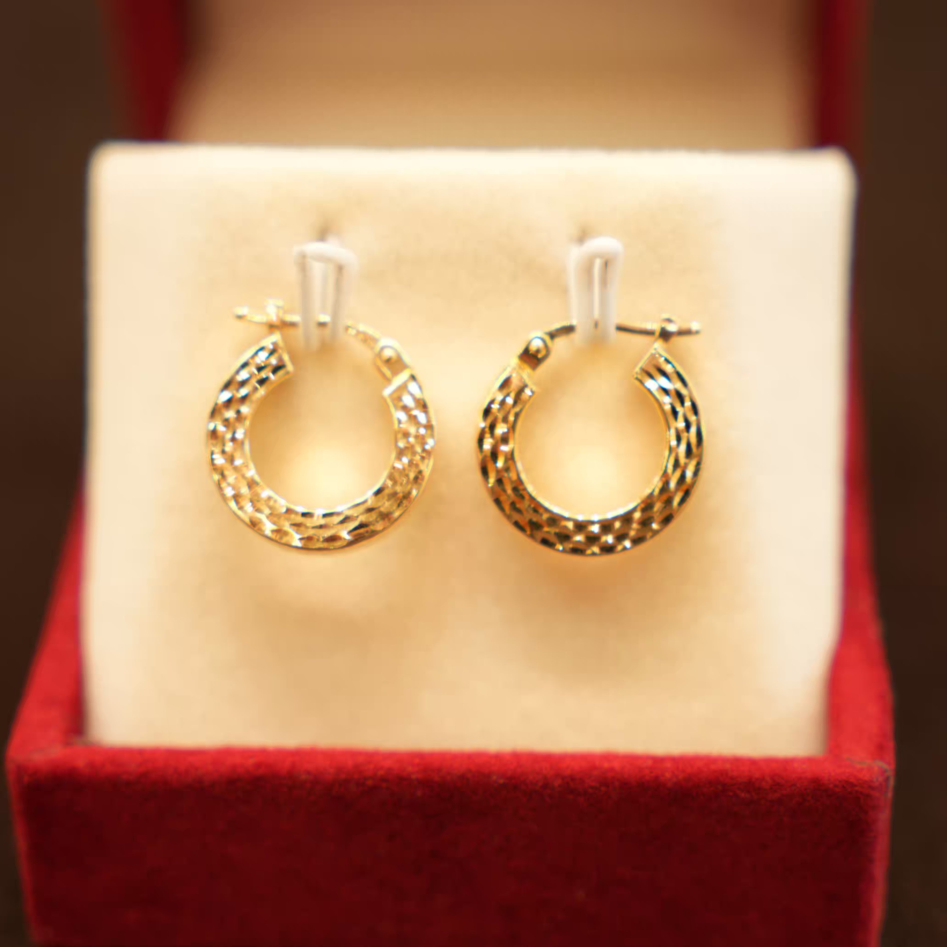 18K Gold Ladies Hoop Earrings
