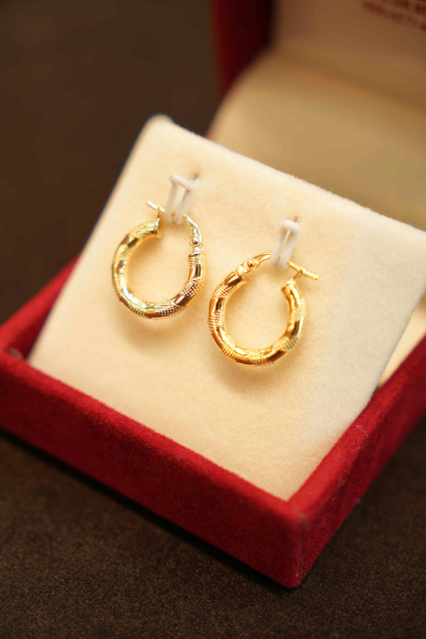 18K Gold Ladies Hoop Earrings