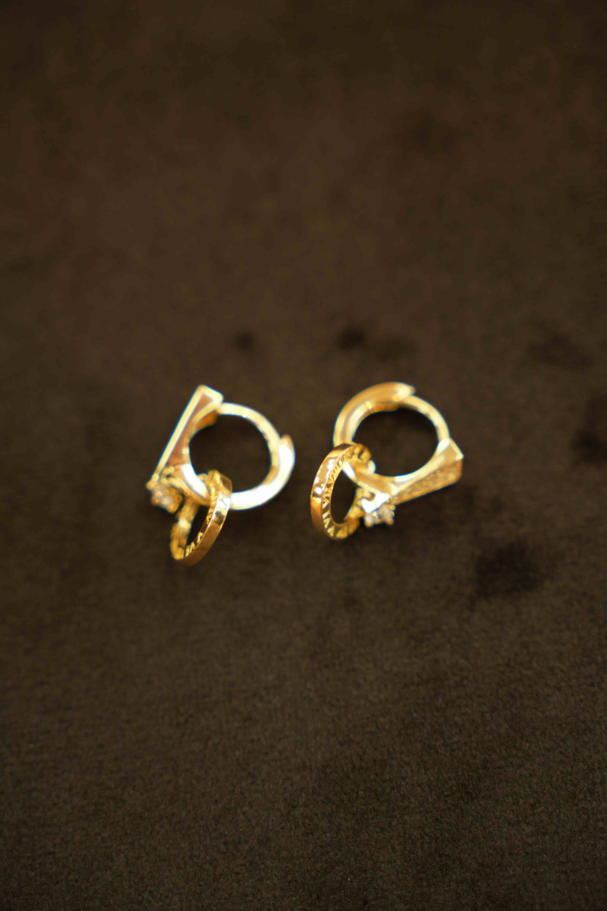 18K Gold Hanging Hoop Earrings