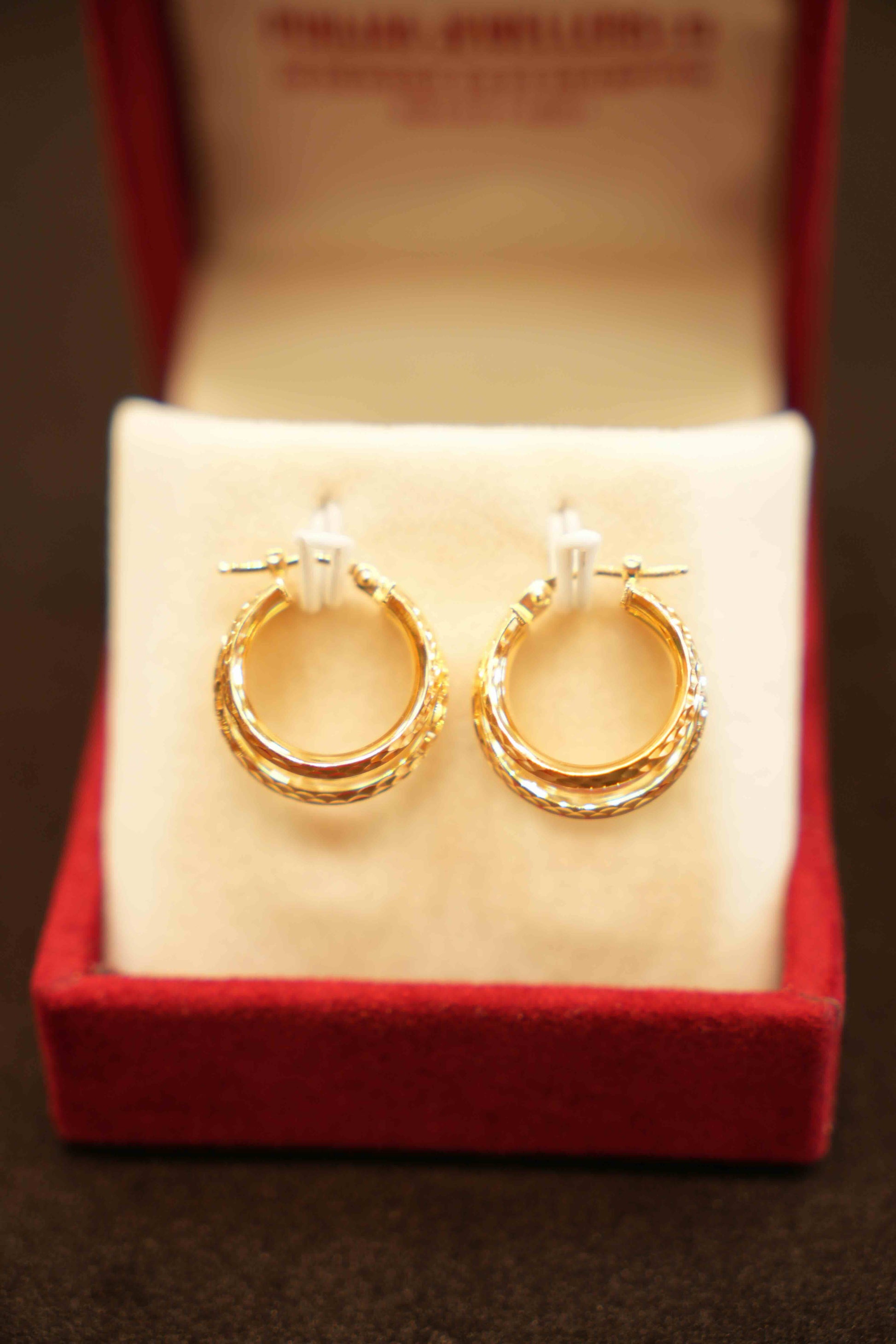 18K Gold Designer Hoop Earrings
