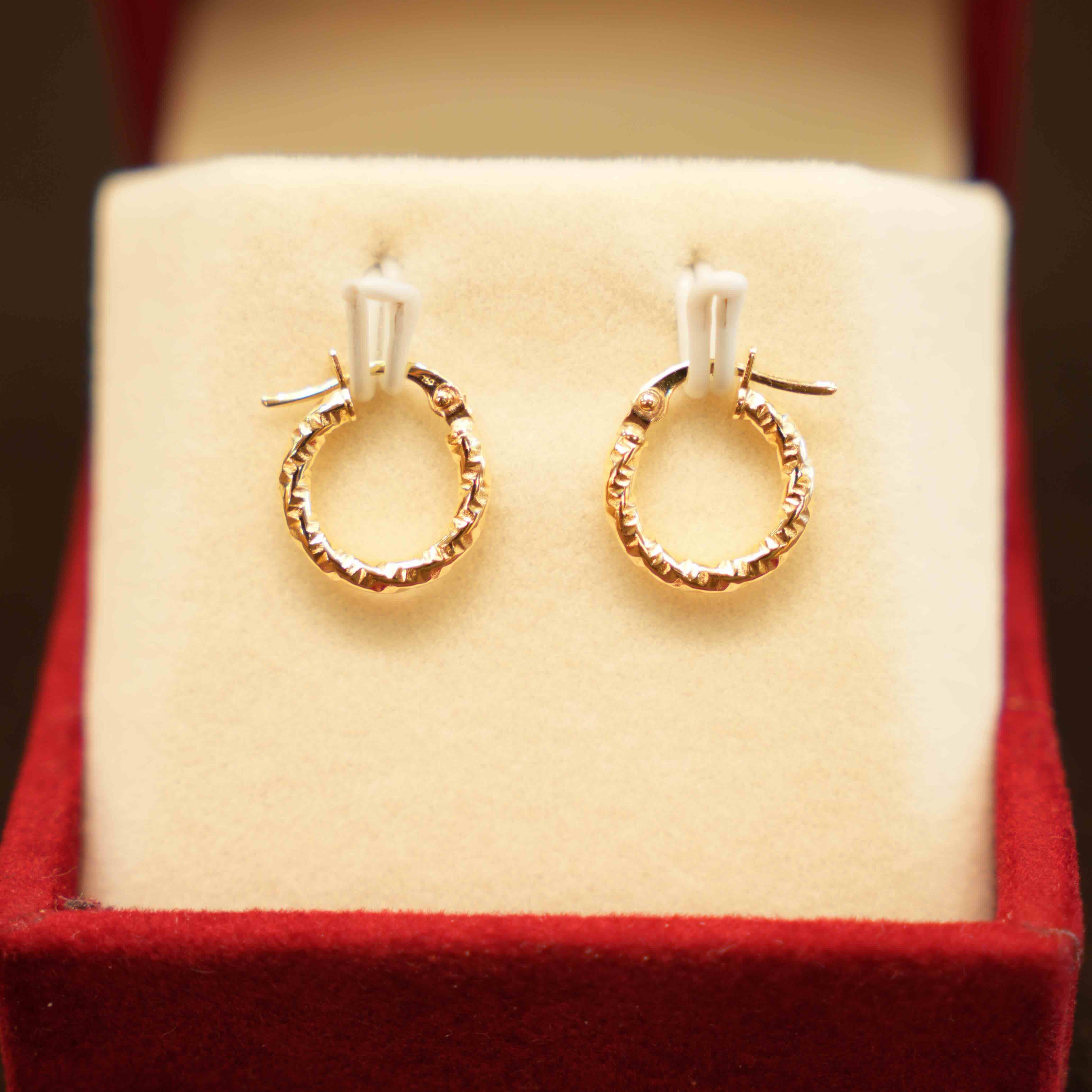 18K Gold Designer Hoop Earrings