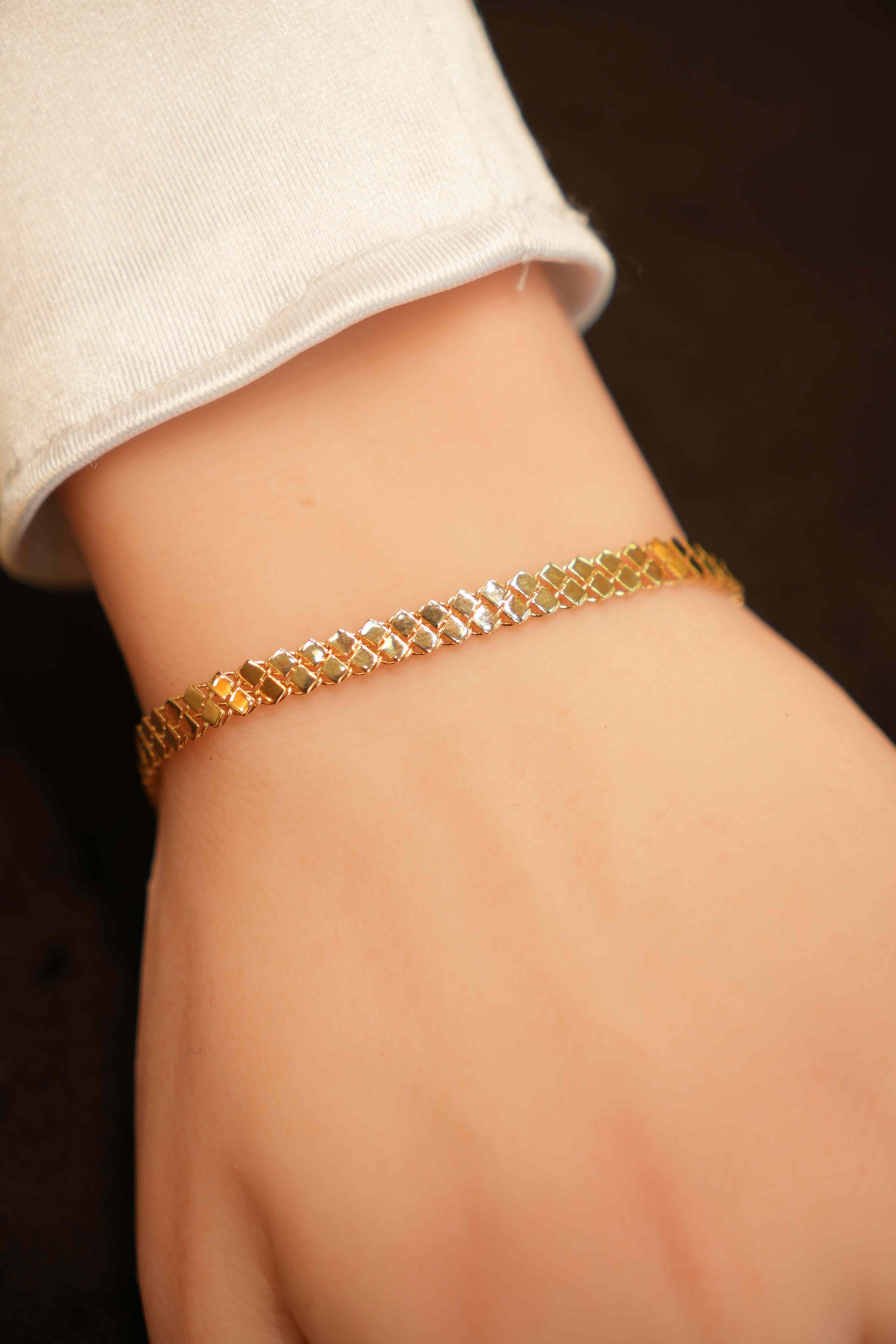 18K Gold Flat Chain Bracelet